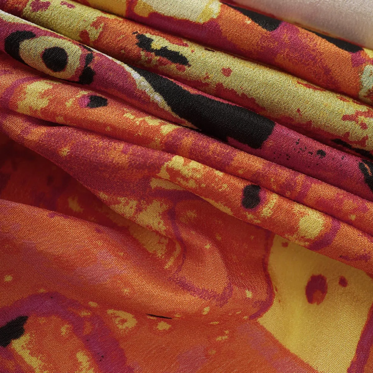 Women's Long Charmeuse Silk Scarf Classic Art Print