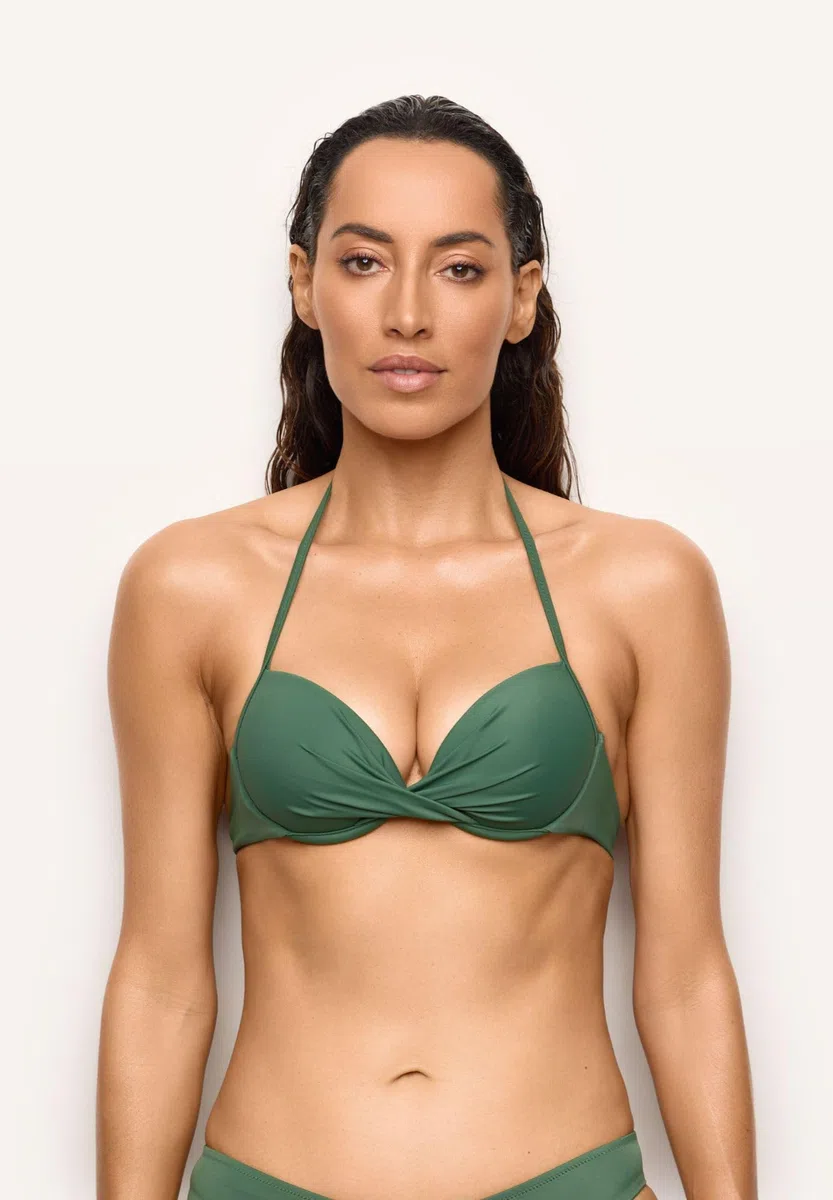 YAMAMAY - Bikini Parte Alta, Push-up con Ferretto, Donna, Essentials, Verde, monocromo