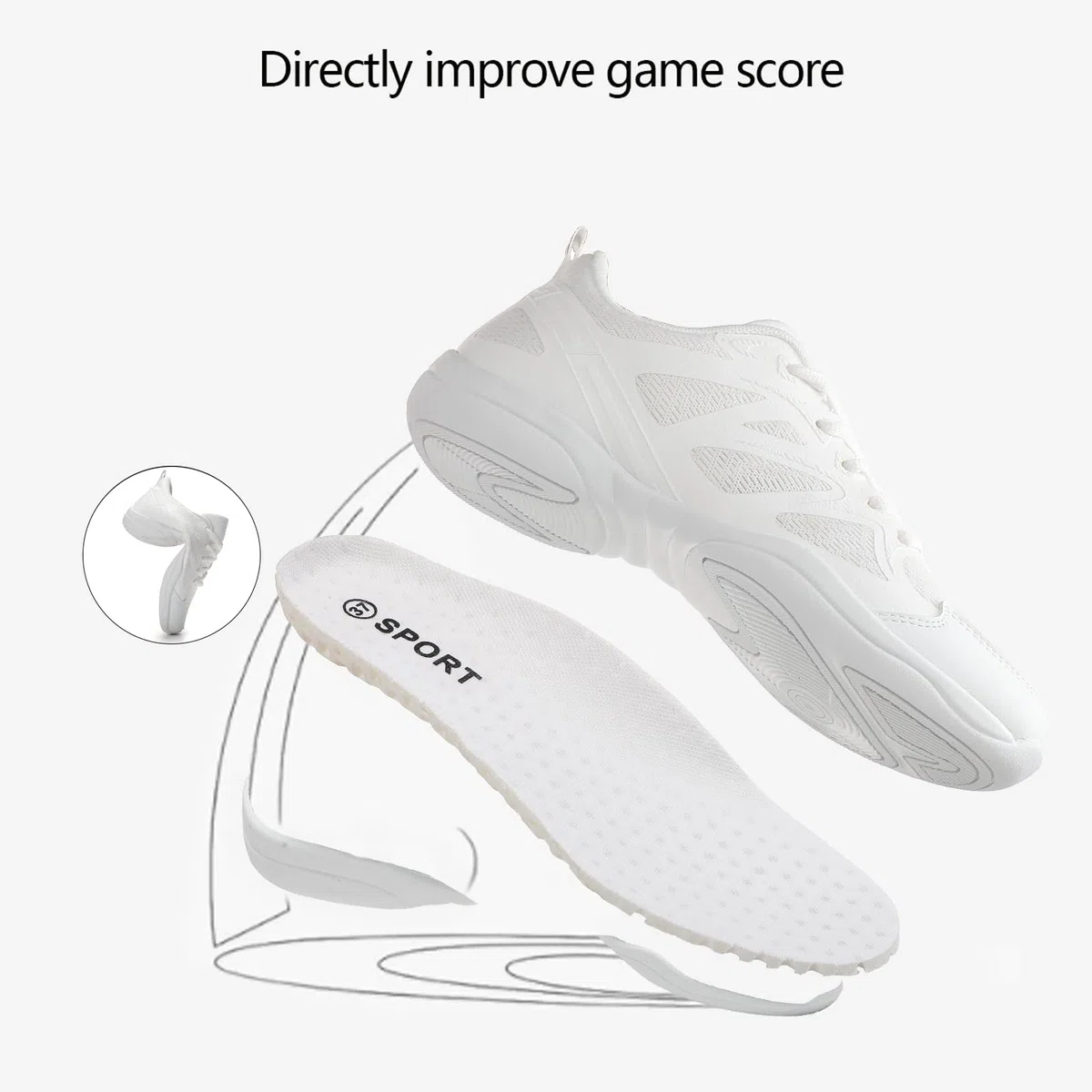 Scarpe da Cheerleading Luce Scarpe da Cheer Bianche Antiscivolo Cheerleader Sneaker Scuola Fitness Jazz Ginnastica Varsity da Allenamento