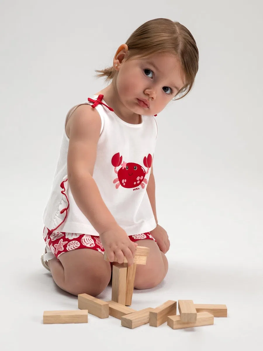 Mayoral Comp Short Stampato per Bimba Rosso
