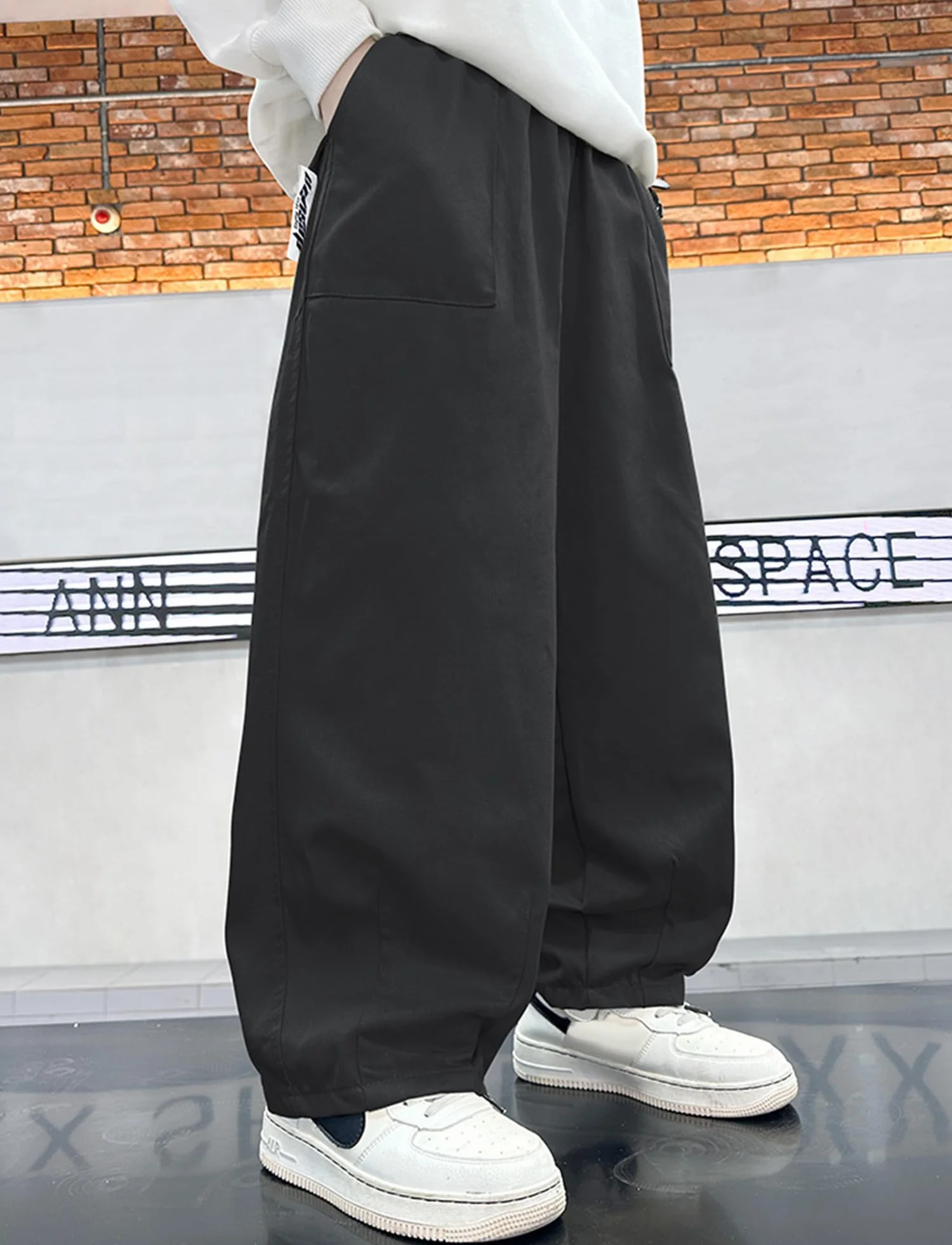 Panegy Ragazzi Pantaloni Cargo Bambini Vita Elastica Alta Pantaloni Baggy Cotone Sciolto Scuola Track Joggers con Tasche Y2K Streetwear