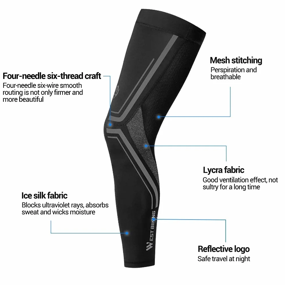 MiOYOOW Gambali per Ciclismo, Gambali Con Protezione Solare Manicotti Gambe Gambali Seta Ghiacciata UPF 50 con Protezione UV per Uomo Donna