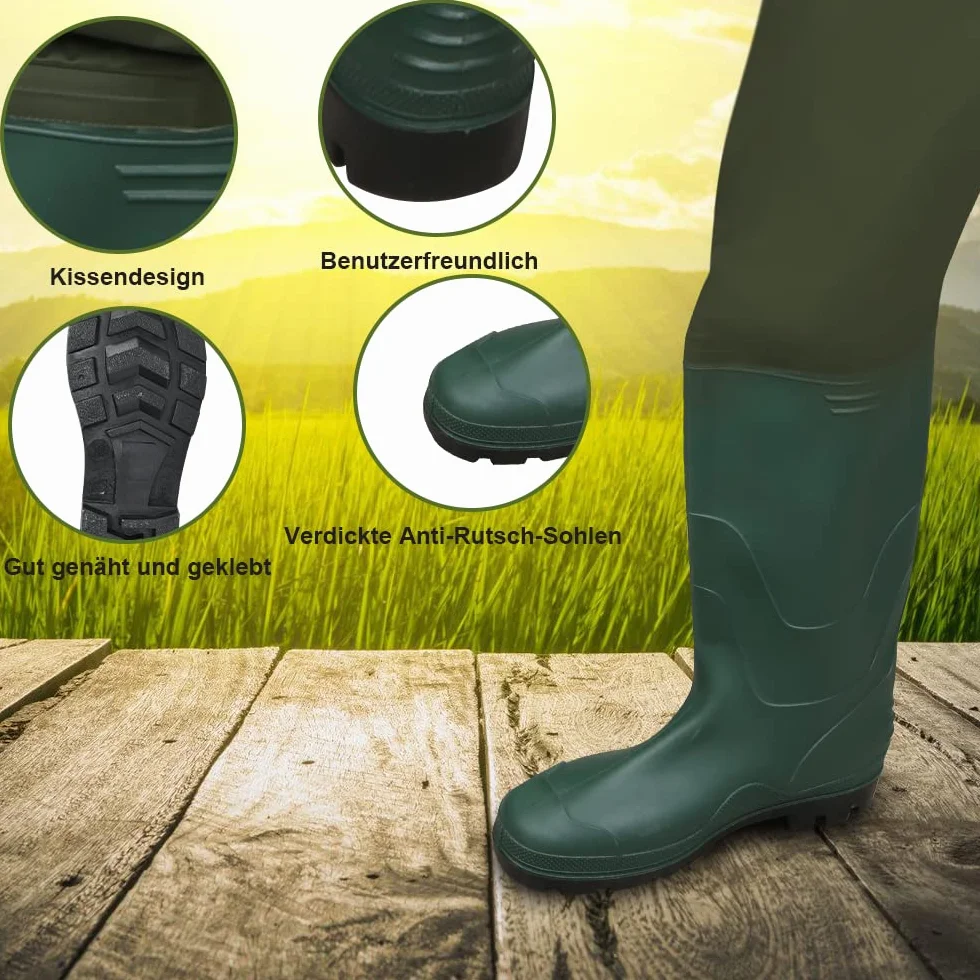 Wathose Uomo Impermeabile, Pantaloni da pescatore Impermeabile con Stivali, Wathose Neoprene 70D Nylon per pesca, fattorie, lavori di costruzione