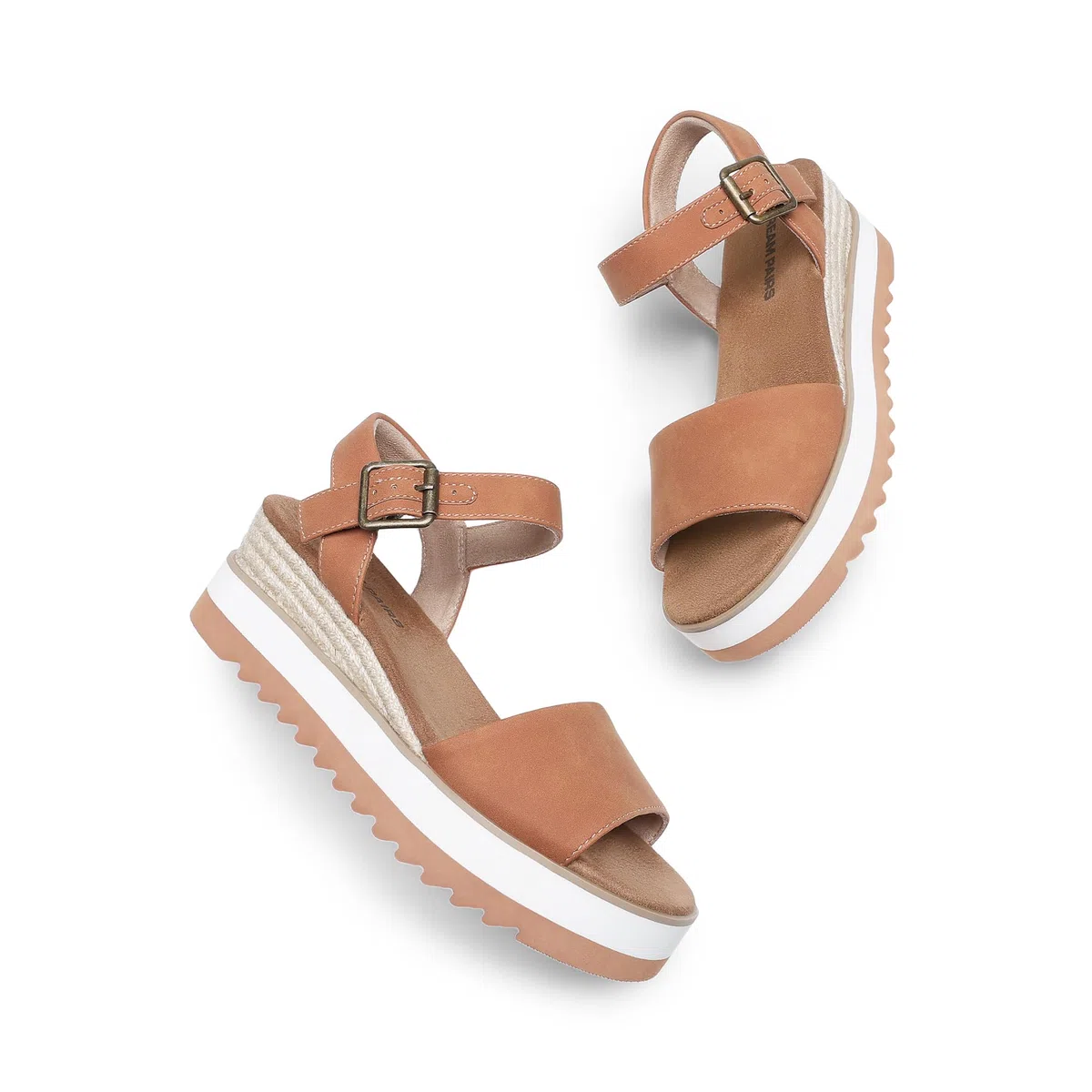 DREAM PAIRS Sandali con Zeppa e Plateau con Cinturino alla Caviglia e Fibbia a Punta Aperta da Donna