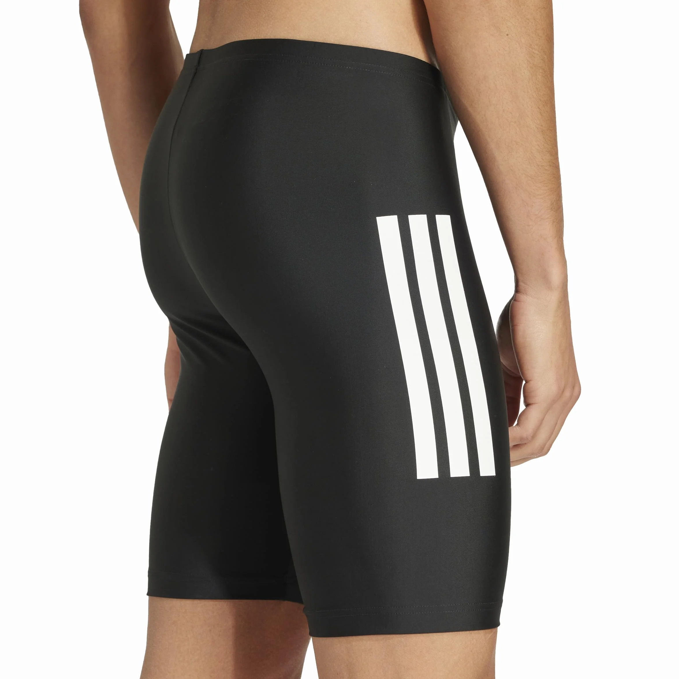 adidas Homme 3 Stripes Swim Jammers 8 inch, Black/White, M-L