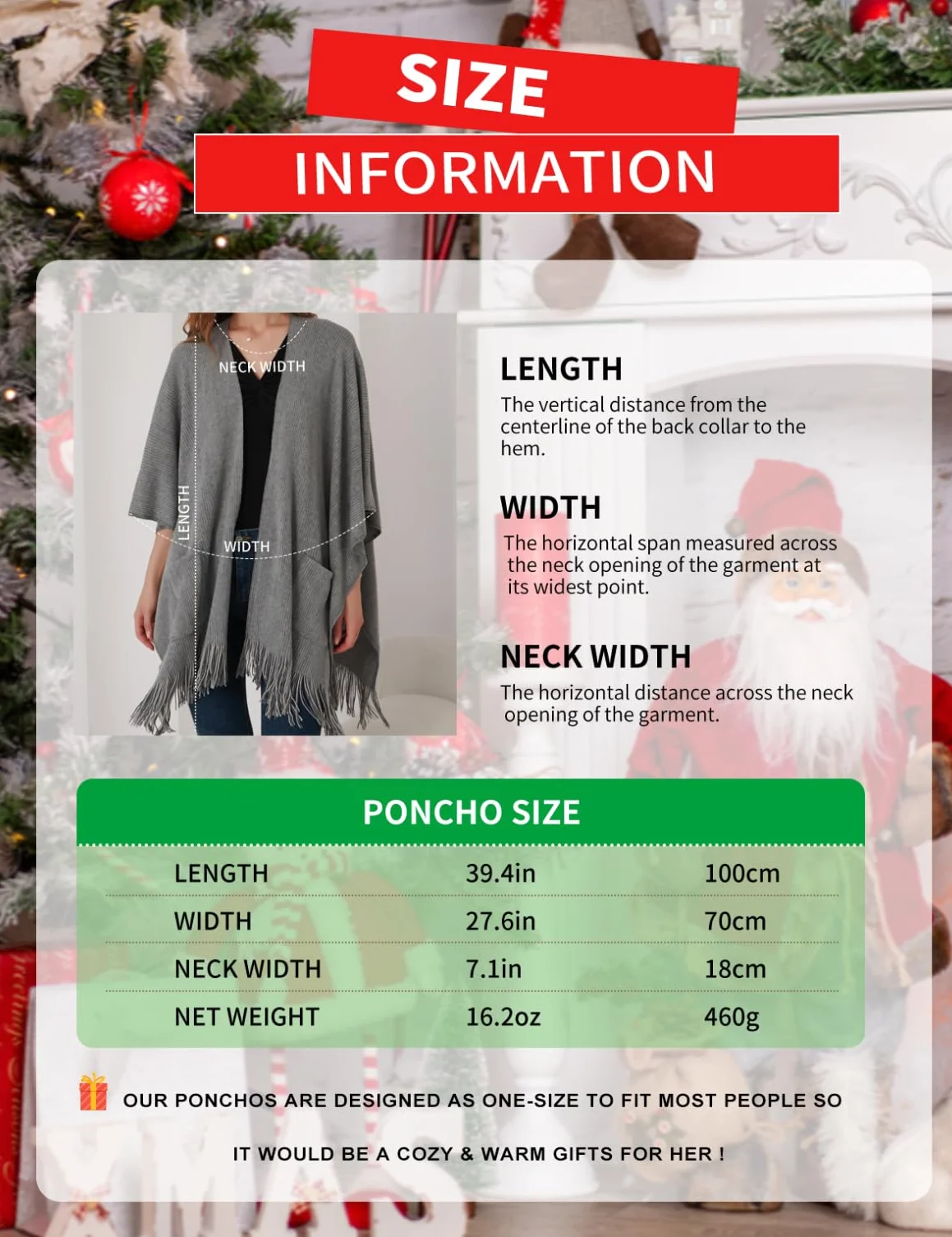 Ferand Poncho da Donna con Apertura sul Davanti Scialle a Mantella con Frange per l'autunno Inverno 2023
