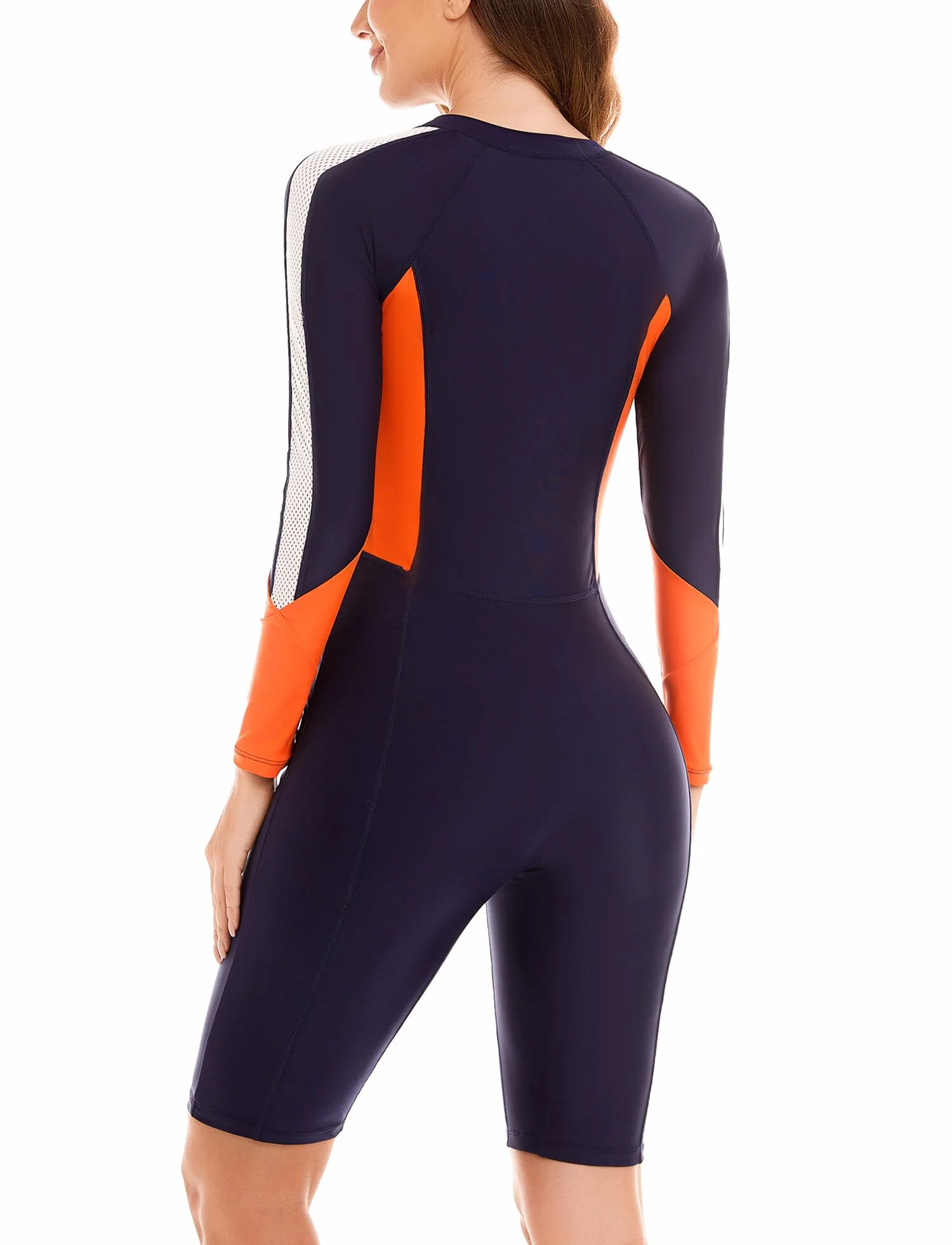 SEAUR Rash Guard Costume da bagno da donna a maniche lunghe, con gamba UPF 50+, protezione UV, slim fit, chiusura lampo, costume da bagno One Piece