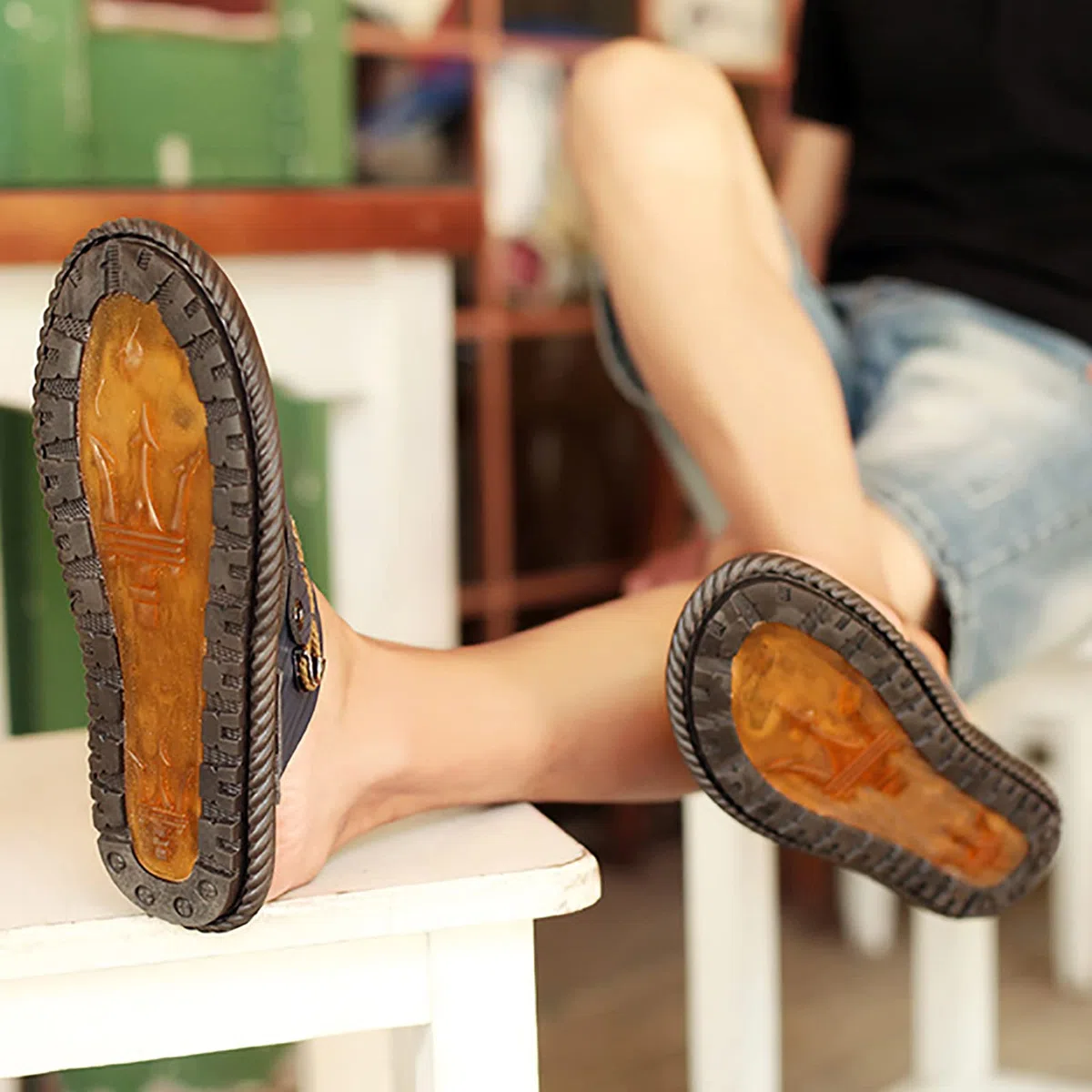 Infradito Uomo Estive Pelle Ciabatte Supporto Arco Plantare Spiaggia Piscina Sandali Cuoio Mare Antiscivolo Gomma Suole(Size:44 EU,Color:Marrone)