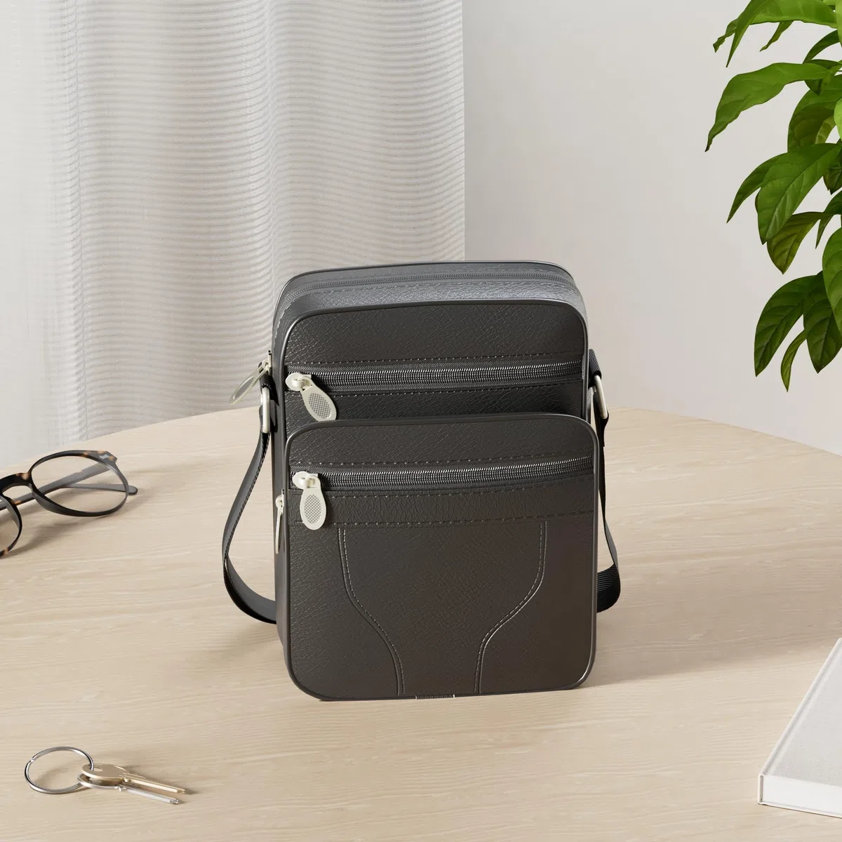 SPAHER Borsello Uomo Tracolla Pelle Borsa a Tracolla Casual Borsa a Spalla da Uomo Borselli da Lavoro Piccolo Messenger Bag per Ufficio/Vita Quotidiana, Idea Regalo per festa del papà, Nero