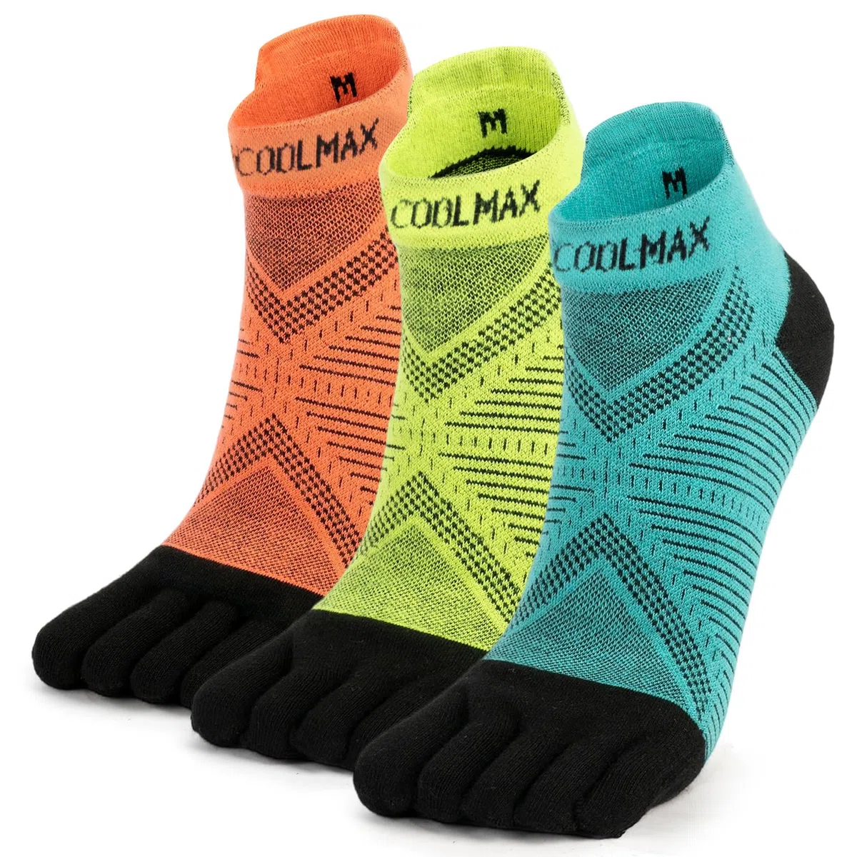 Coolmax, calzini da corsa per uomo e donna, 3 paia, traspiranti, con cinque dita