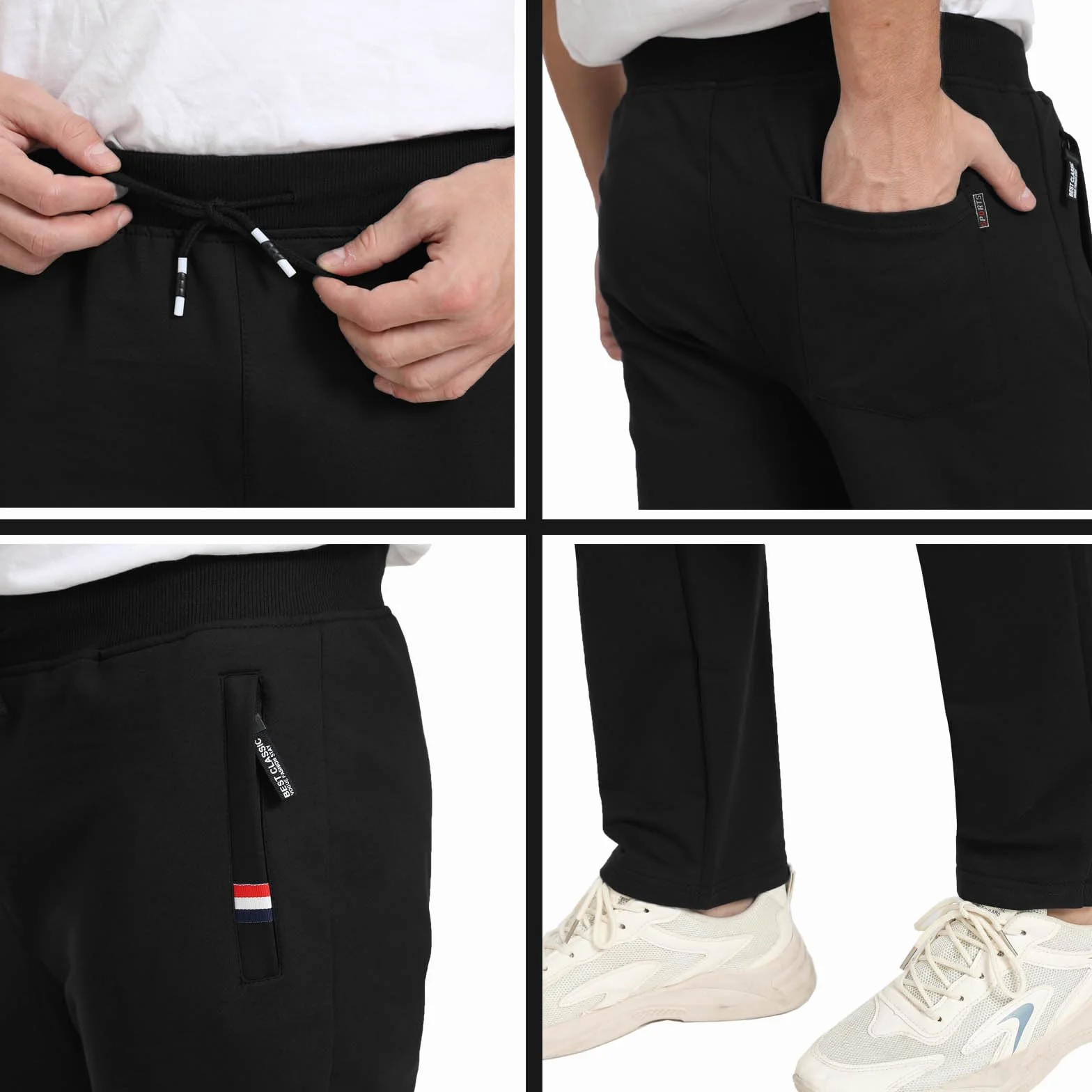 JustSun Pantaloni Tuta Uomo Cotone Sportivi con Tasche Zip