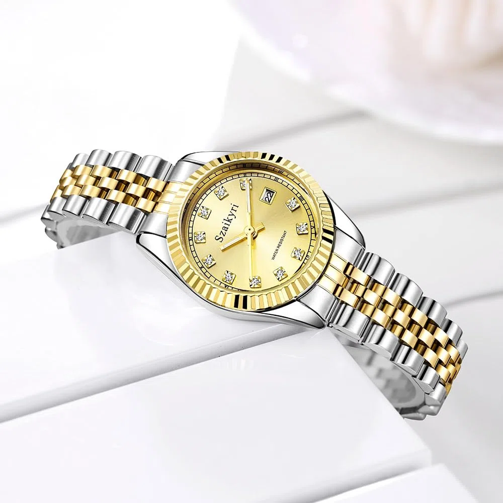 Szaikyri Orologio Donna con Calendario Classico Femminile con Ganciapia di Acciaio Inossidabile Solido Resistente All'Acqua Orologi da Compleanno per Donna