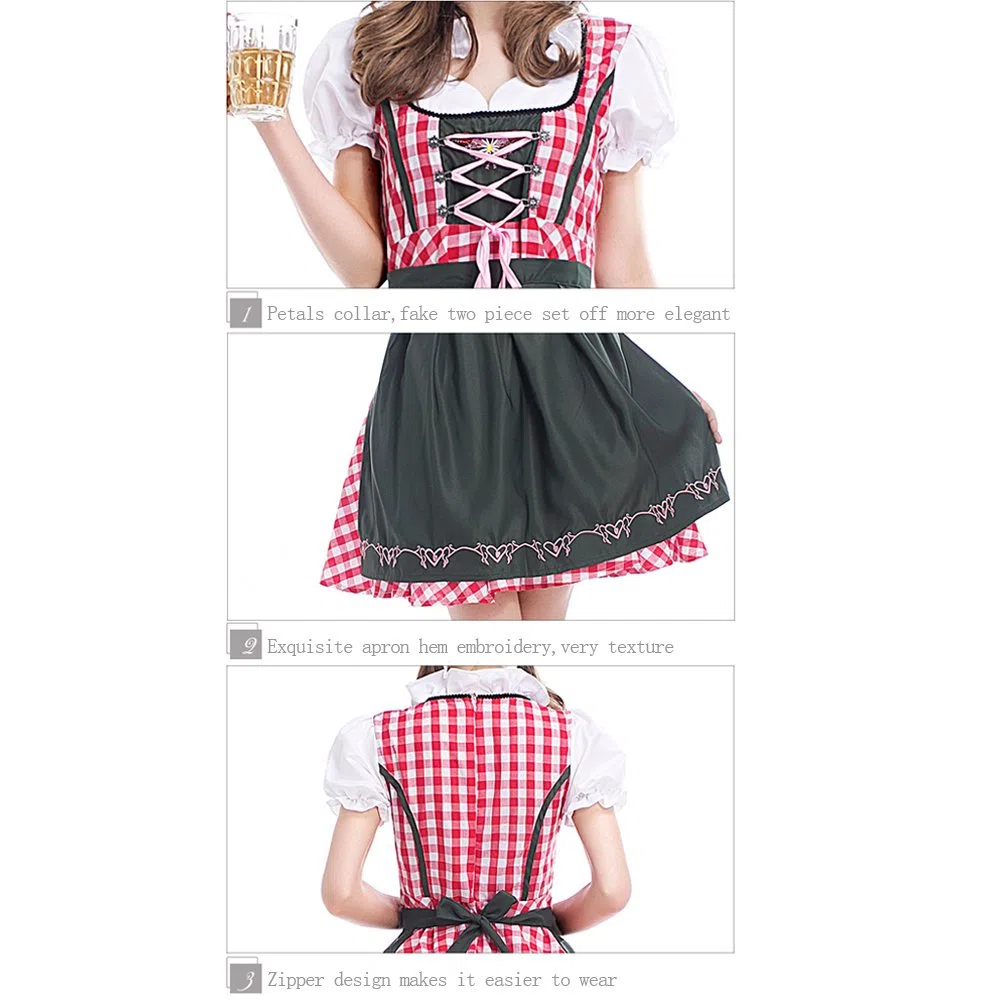 Donne Halloween Signore Adulti Abiti Vestiti Oktoberfest Domestica Costume Cosplay Vestito