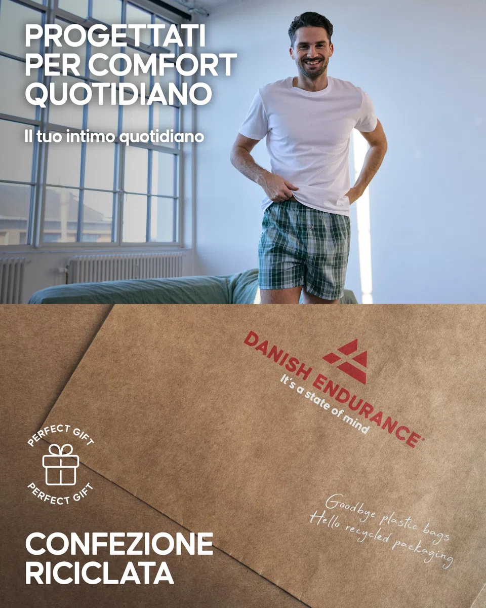 DANISH ENDURANCE Boxer Uomo Americani Cotone Biologico 100%, Mutande a Pantaloncino, Boxer di Tela, Leggeri e Traspiranti, 4 o 6 Paia