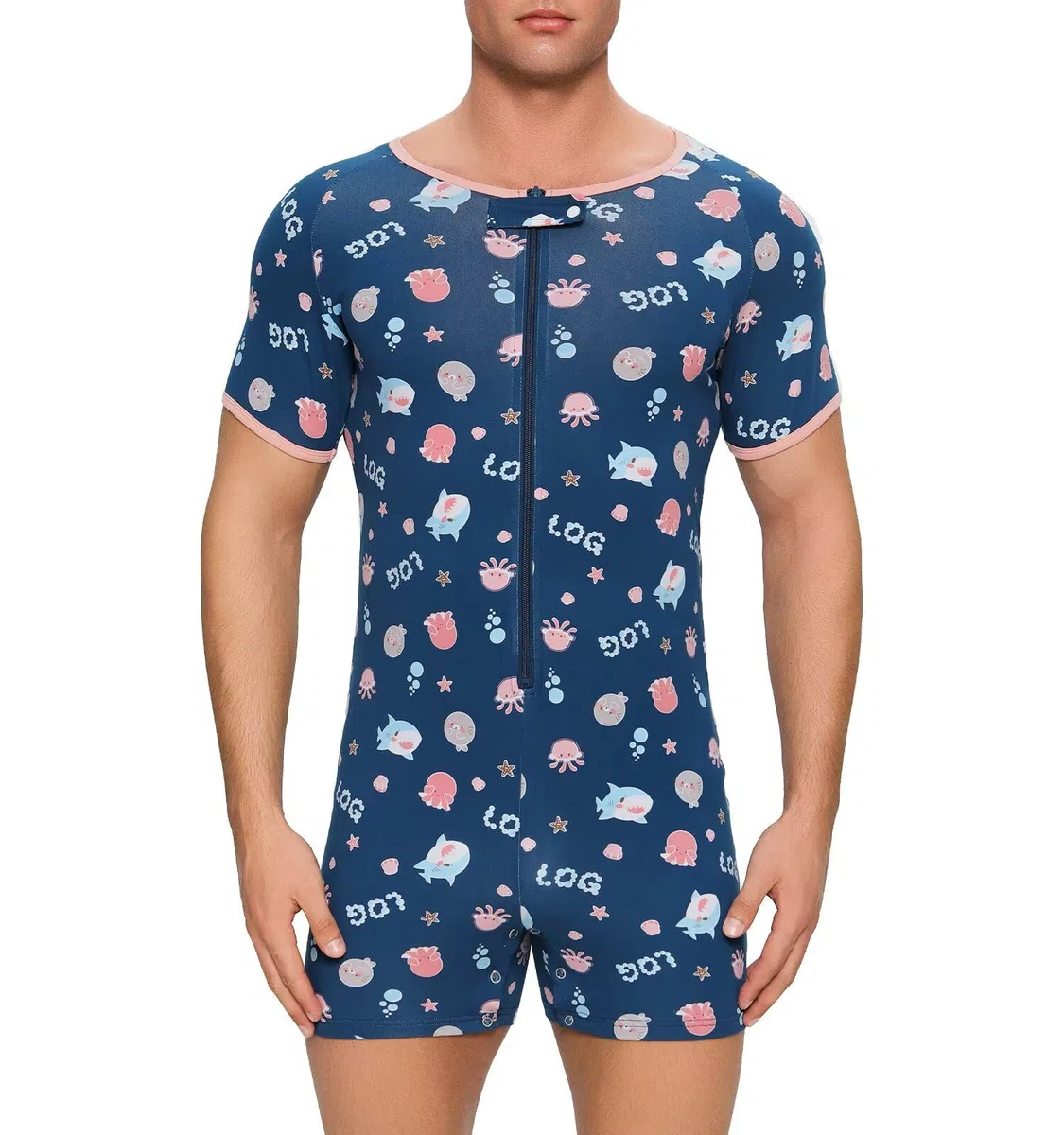 Landofgenie Body per Adulti Uomo - con Bottoni all'Inguine, Pigiama Intero in Cotone