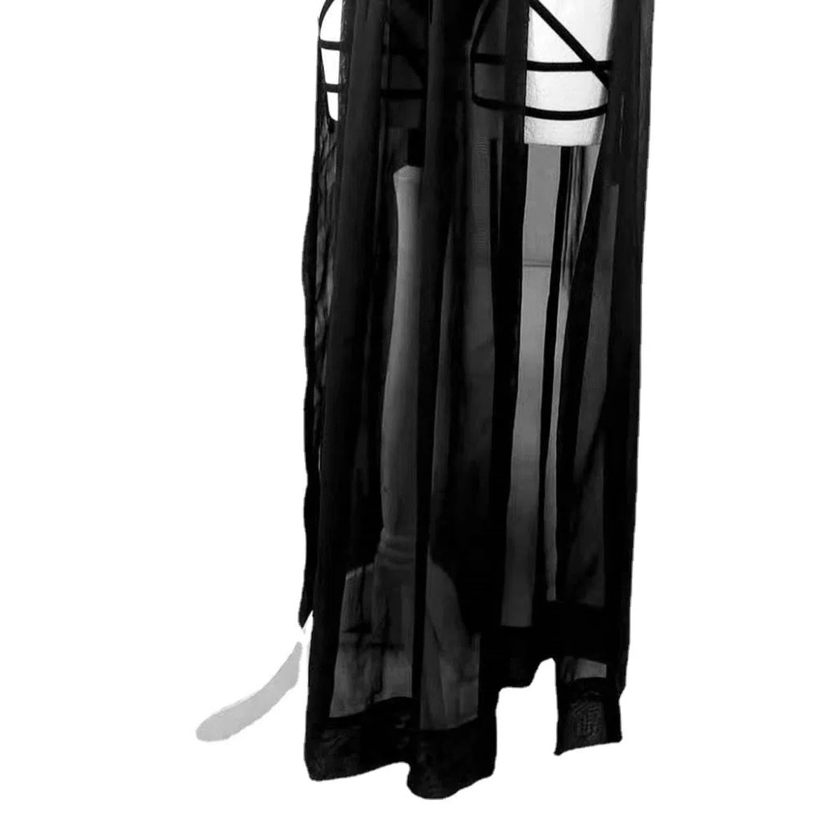Completo Intimo Tre Pezzi con Abito con Spalline e Cuscinetti per Il Petto, Bellissima Gonna in Garza - Nero - M