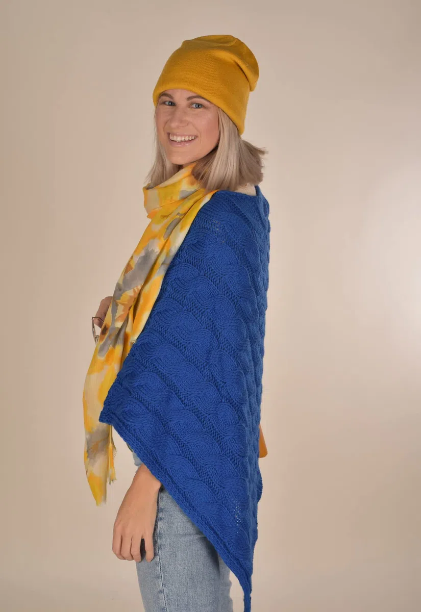 styleBREAKER Poncho in Maglia con Motivo a Treccia, Poncho Girocollo, Maglia Grossa, per Donna 08010040