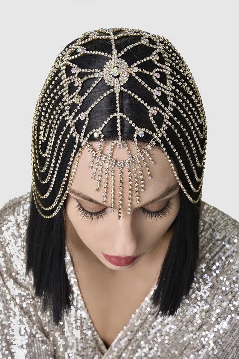 ArtiDeco - Fascia per capelli da donna, stile Gatsby anni ‘20, flapper girl gold Taglia unica