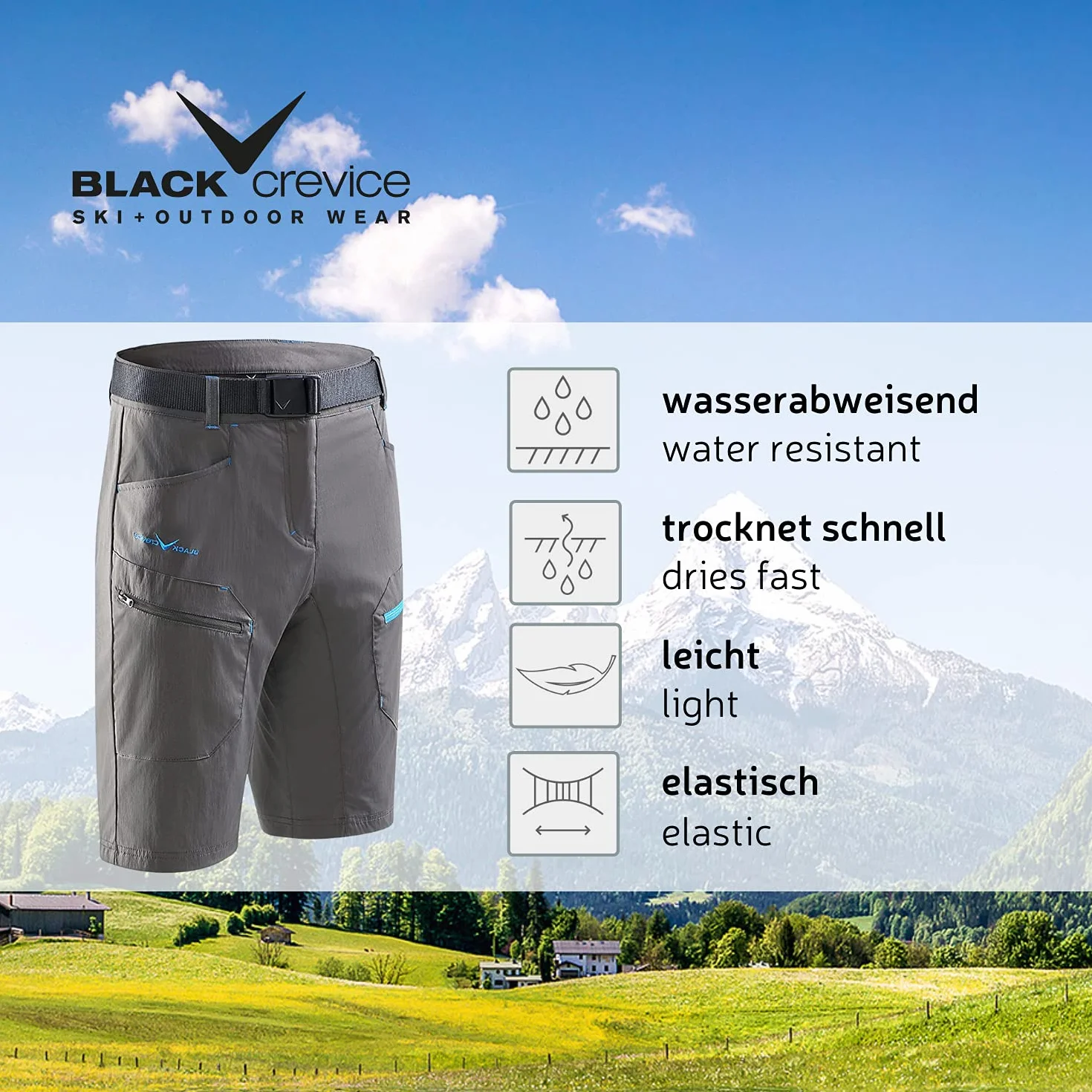 Black Crevice, Pantaloncini da Trekking, da Uomo