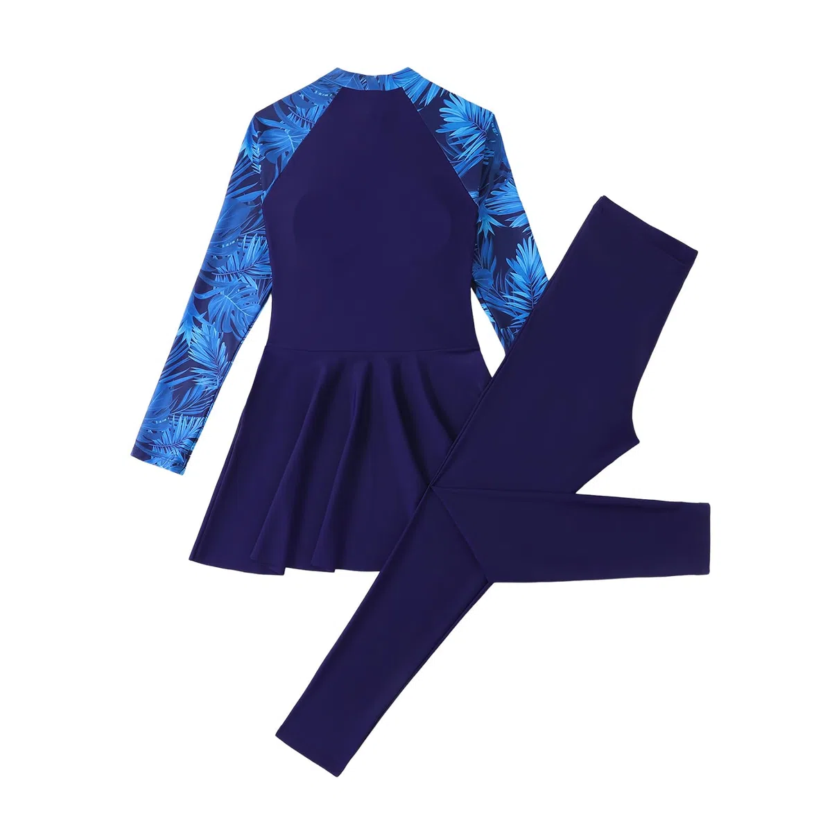 Costume da bagno musulmano da donna, 2 pezzi, modesto, a maniche lunghe, con pantaloni, tankini, costume da bagno a lunghezza intera, rash guard