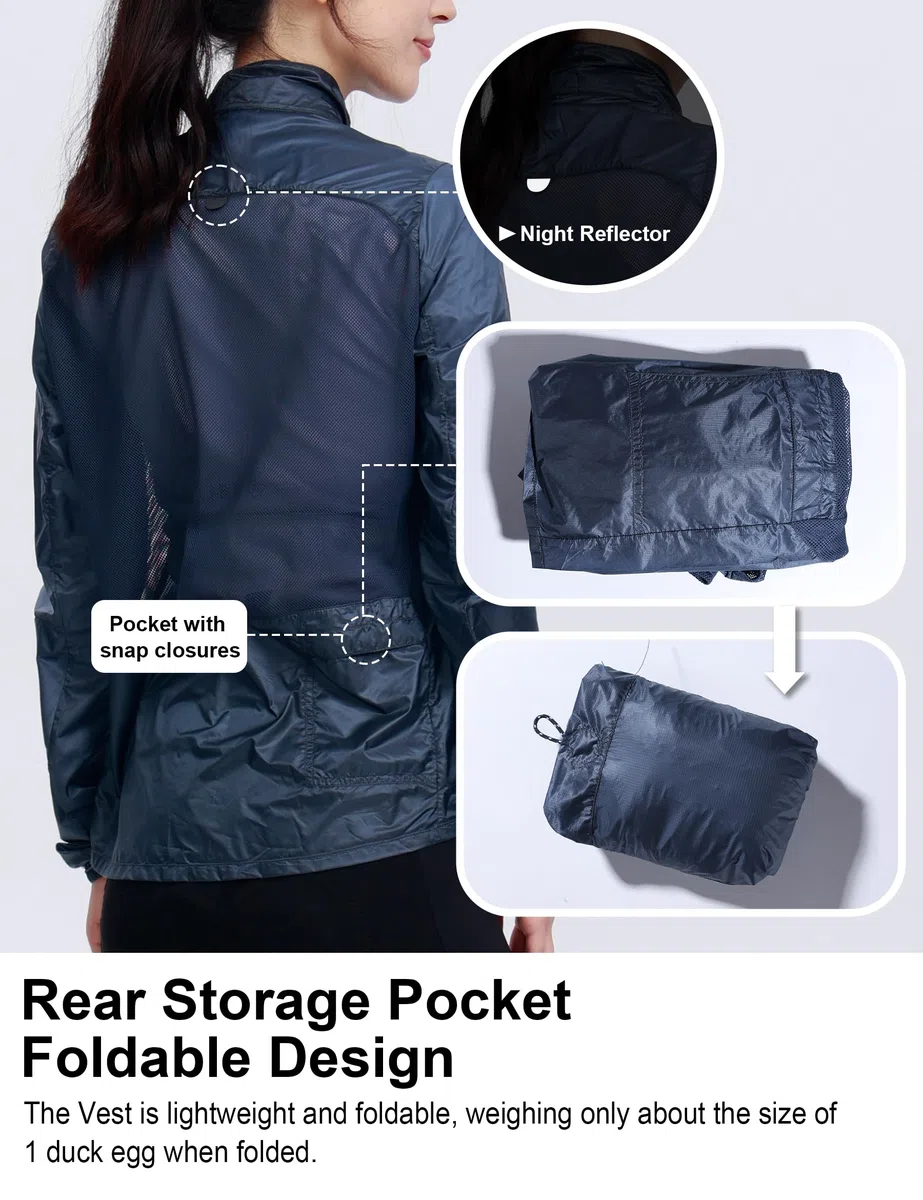 INBIKE Giacca Ciclismo Antivento Donna Giacca Running Leggero Idrorepellente Giacca Corsa Traspirante Ripiegabile con Tasche Posteriore Riflettenti per Outdoor