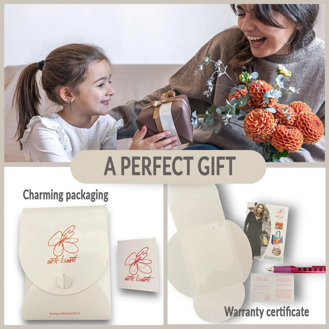 Orecchini dipinti a mano – DECORAZIONE CERAMICA DI VIETRI E FIORE - Pendenti da donna, Gioielli in legno dipinto, Gancio in argento, Made in Italy, Bijoux da donna decorati, Lavorazione Artigianale
