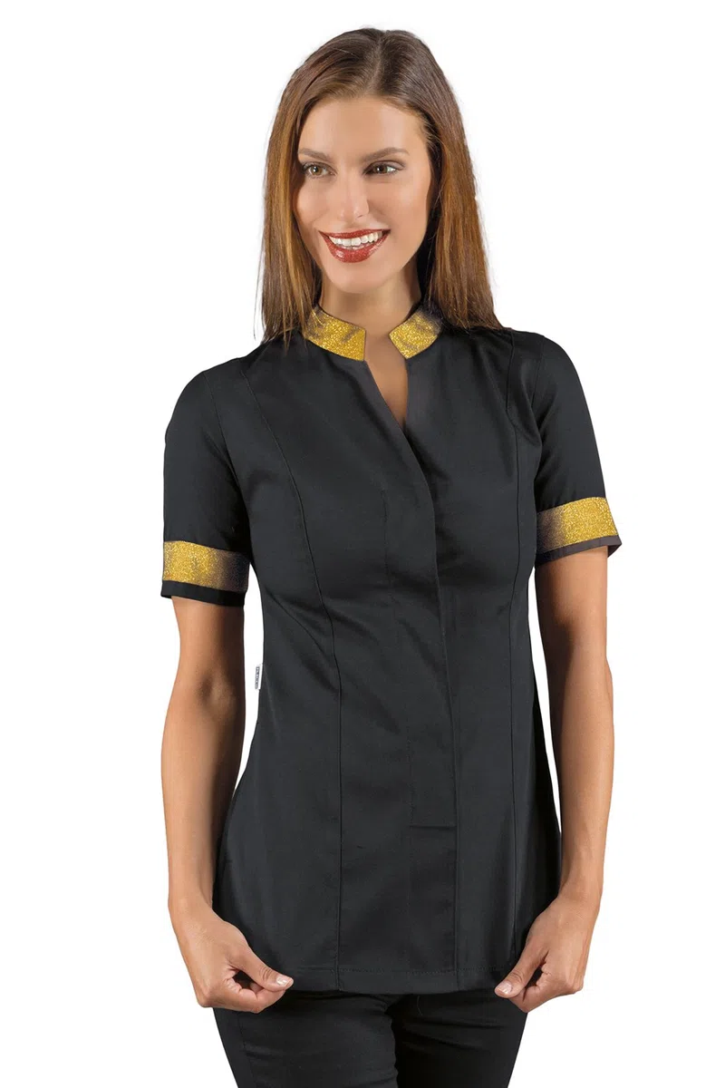 ISACCO - Casacca Hibiscus - Colore Nero Lurex Gold - L