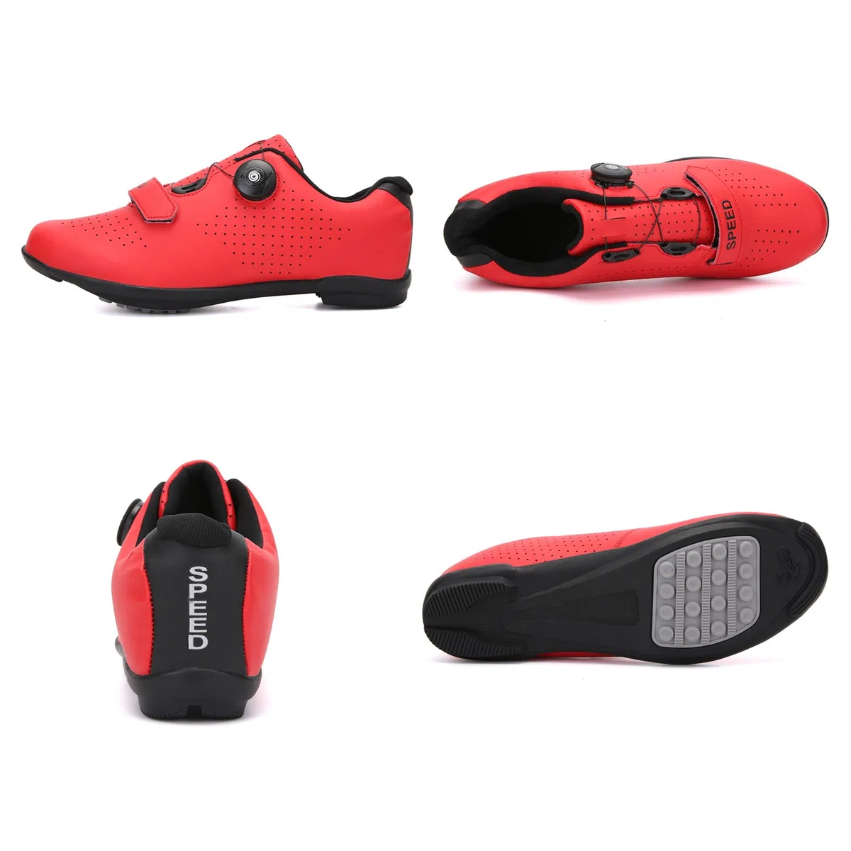 LZQpearl Scarpe da Ciclismo, Scarpe da Strada E da Mountain Bike con Suola in Gomma, Scarpe da Bicicletta per Interni Antiscivolo E Traspiranti con Sistema di Lacci A Rotazione Rapida