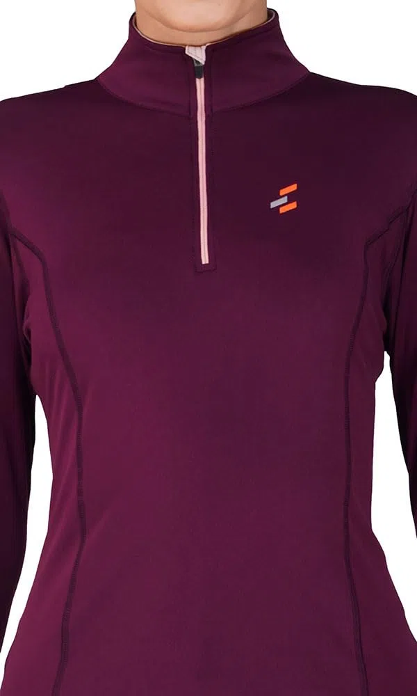 Preto Young Rider - Maglia termica da donna, a maniche lunghe, abbigliamento equestre e attrezzatura per equitazione (bacca/sorbetto)