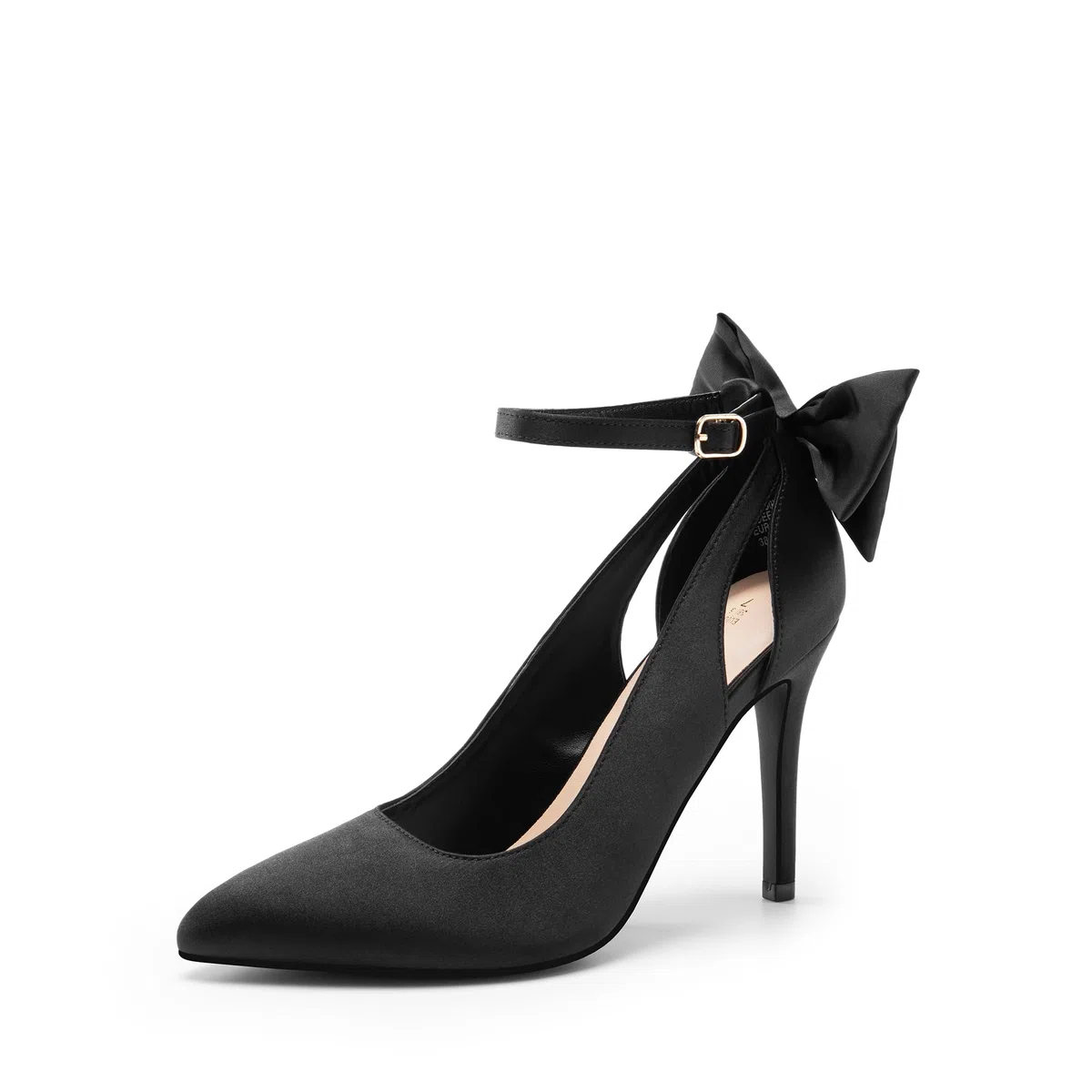 DREAM PAIRS Scarpe da donna con tacco a spillo e cinturino a spillo a punta e fiocco, scarpe sexy per feste e matrimoni