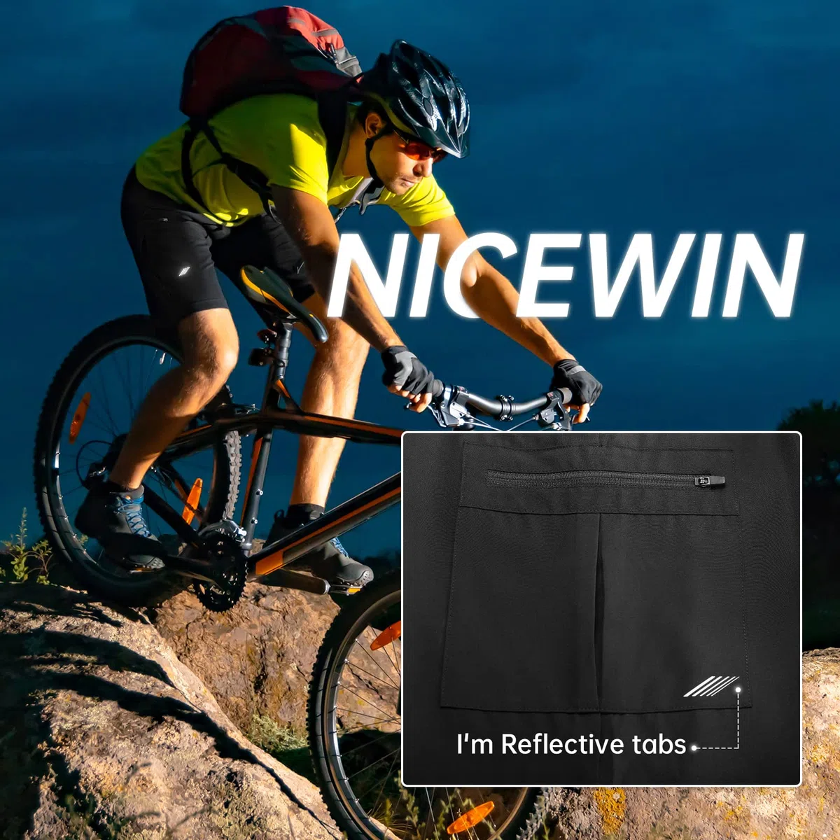 Pantaloncini da mountain bike da uomo con imbottitura 4D rimovibile, leggeri, per mountain bike, vestibilità ampia