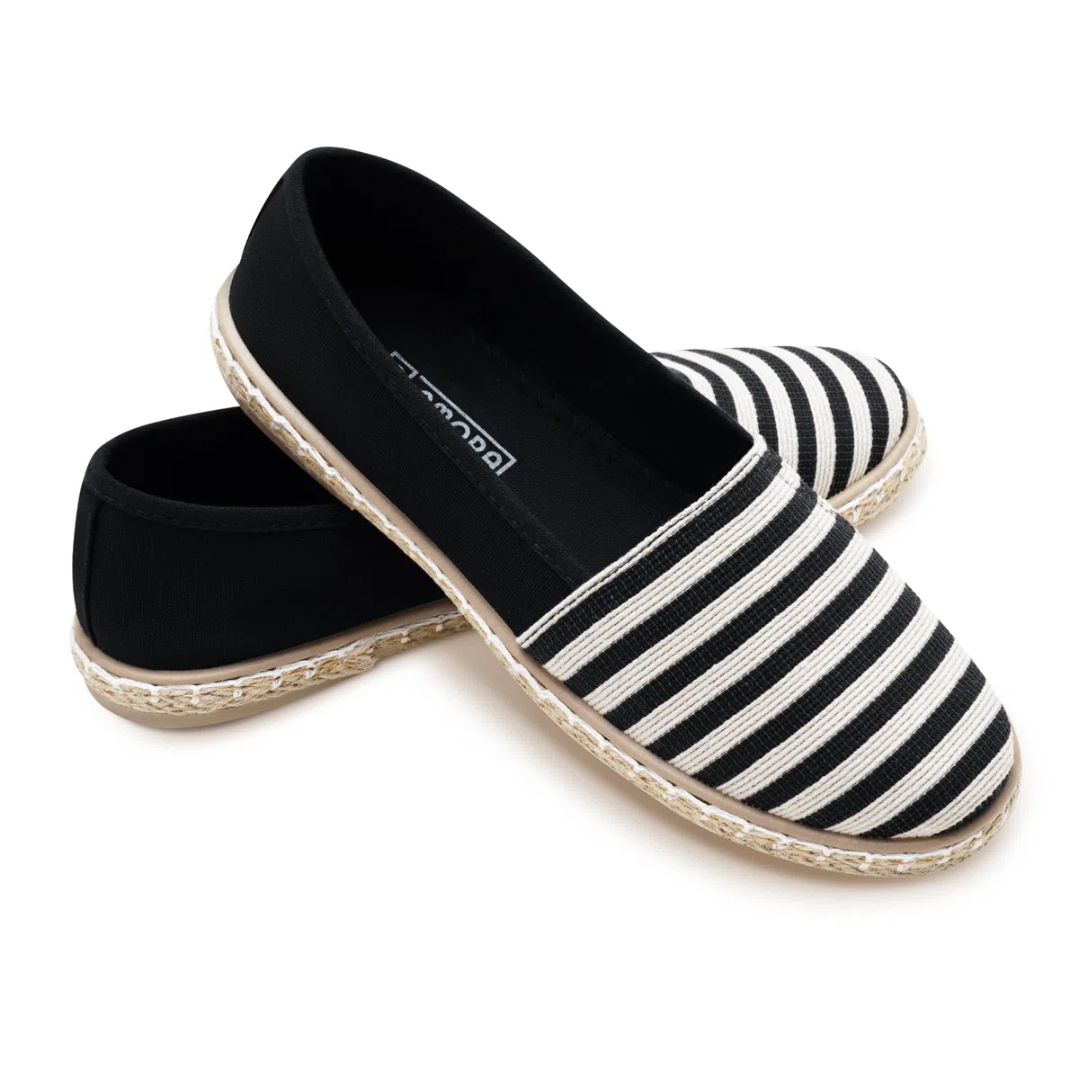 GLAMORA Espadrillas Donna Righe Ballerine Slip On Scarpe Basse Tela Mocassini Estivi Leggere Traspiranti Comode Suola Gomma Antiscivolo Calzature