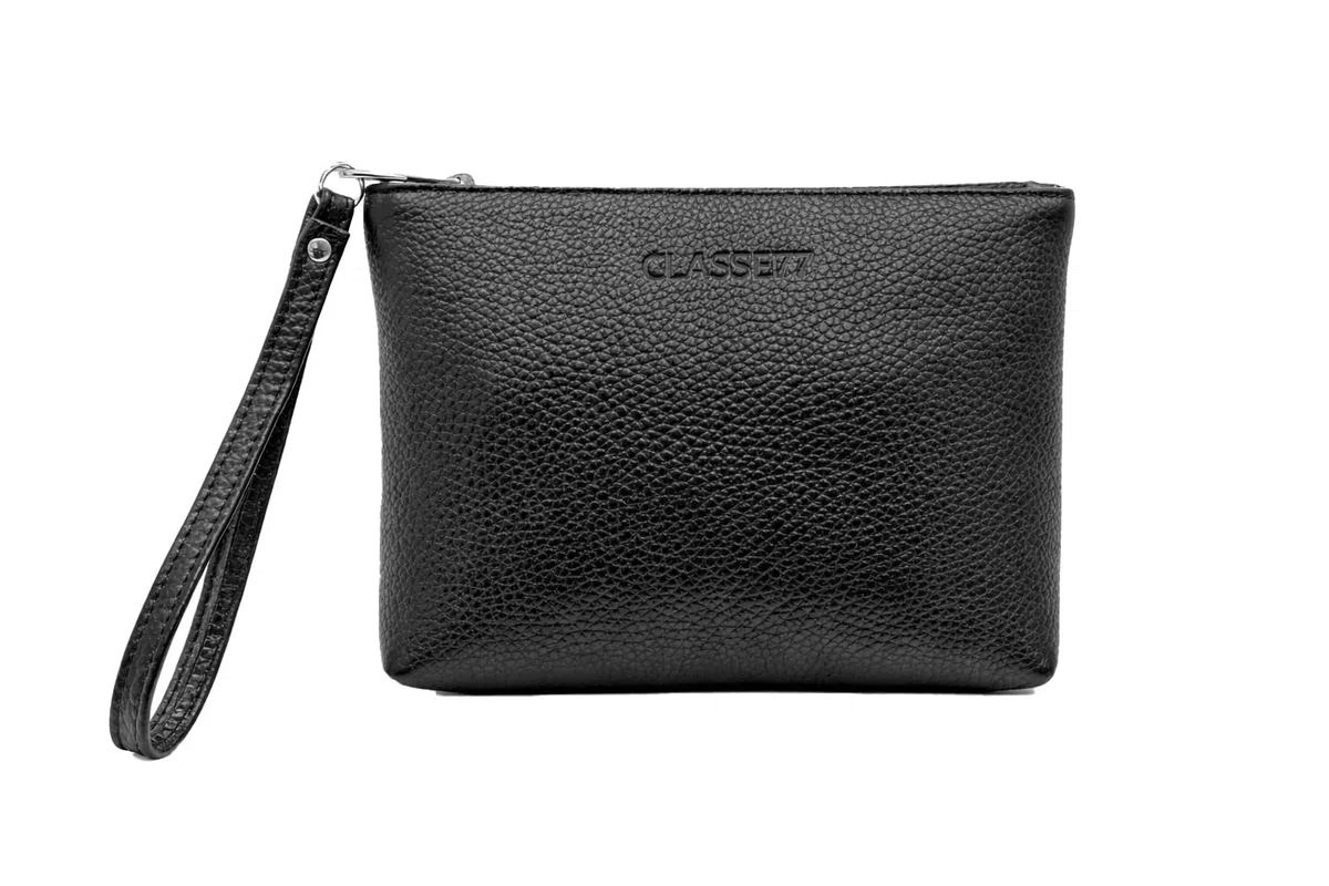Pochette a Mano in vera Pelle morbida - Borsetta Piccola Clutch con Laccetto da Polso, per Uomo o Donna, pratica ed elegante - Produzione artigianale - Made in Italy