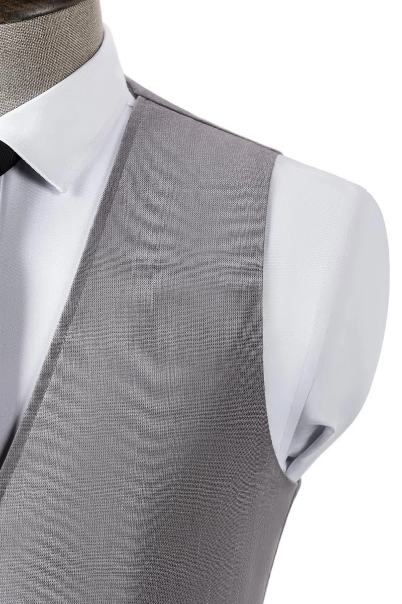Solovedress Gilet da uomo, elegante, da uomo, estivo, in lino, per matrimoni e feste