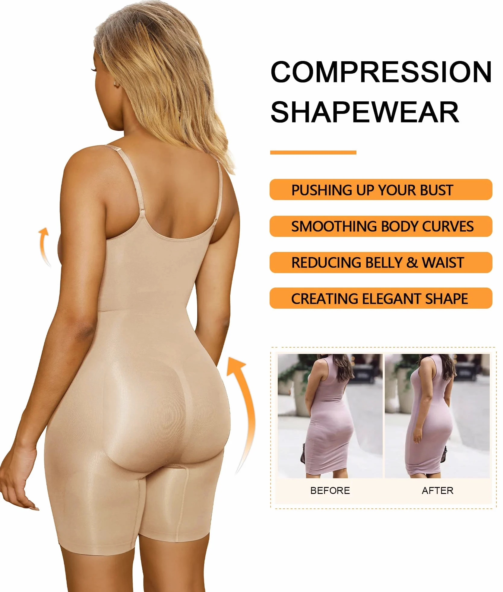 SHAPERX Body Contenitivo Modellante Donna Intimo Guaina Contenitiva Snellente Shapewear Bodysuit Invisibile Shaper