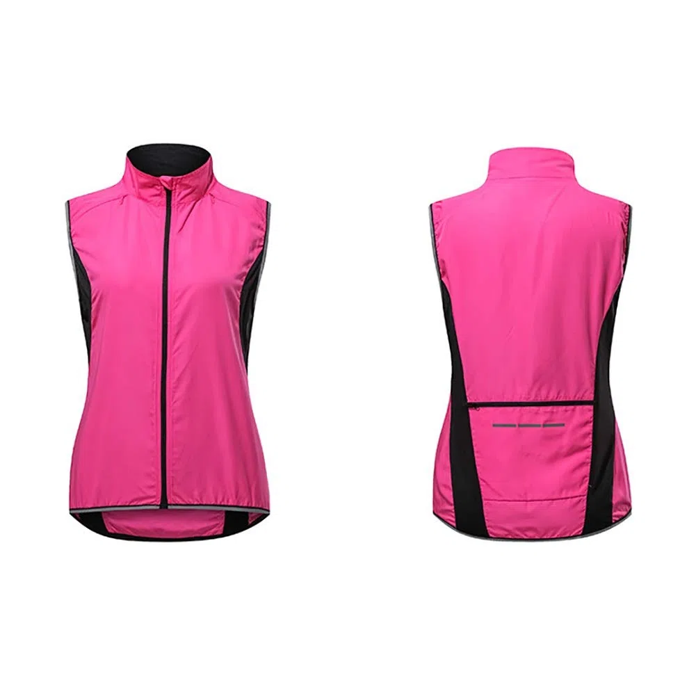 Donna MTB Gilet Ciclismo Prova Vento Impermeabile con Strisce Riflettenti Senza Maniche Veste Leggero Traspirante (Color : Pink, Size : L)