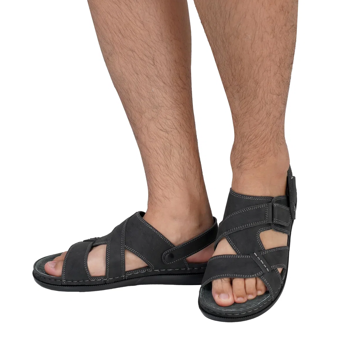 JOMIX Sandali Uomo in Pelle con Strappo Regolabile, Sandali Sportivi Ortopediche Comodi Suola Antiscivolo per Estivo, Casual e Outdoor MOX250660