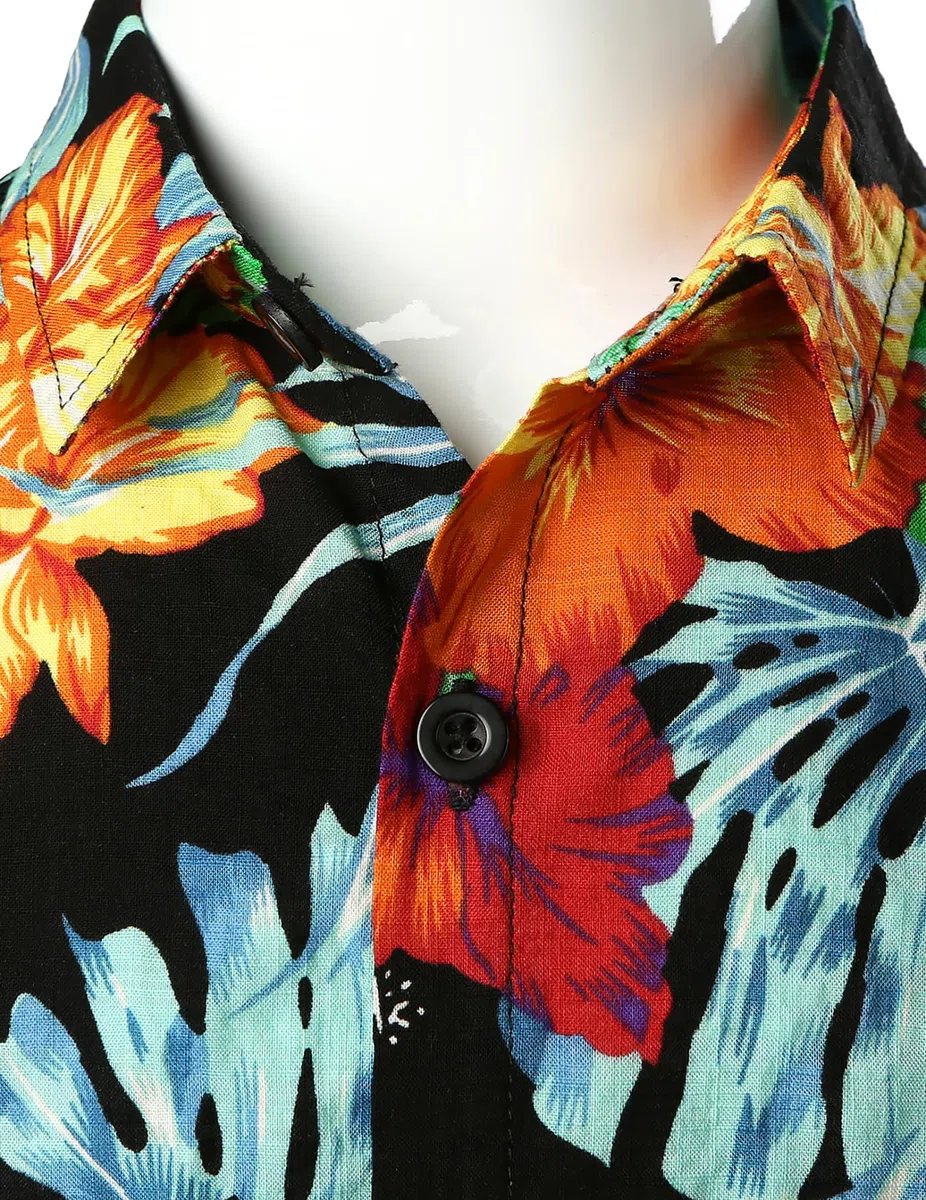 JOGAL Camicia hawaiana a maniche corte con bottoni casual floreale da ragazzo grande