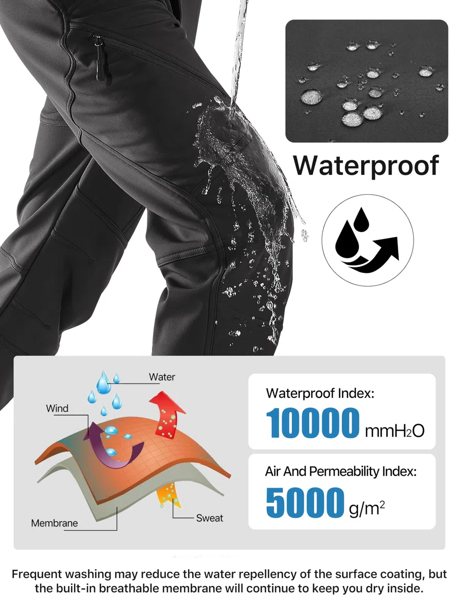 FREE SOLDIER Pantaloni da Lavoro da Uomo per attività All'aperto Pantaloni Softshell Sci Termici Impermeabile Pantaloni Trekking Invernali Pantaloni da Caccia