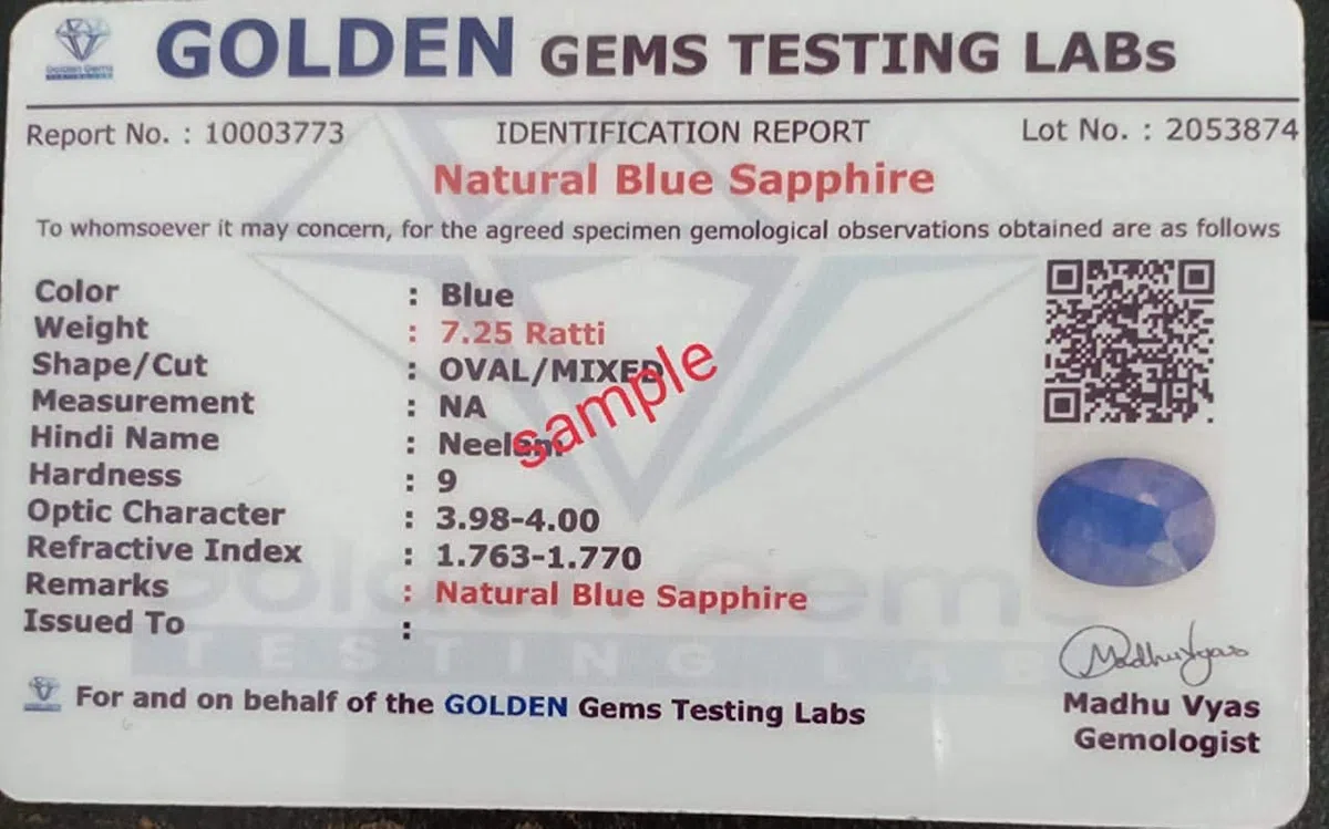 Zaffiro blu naturale da 8,97 carati 9,25 Ratti con carta certificata in laboratorio, pietra di zaffiro blu naturale originale Neelam/Nilam, per uomini e donne, B0CHFPHXXQAMZ2812, piccolo, argento