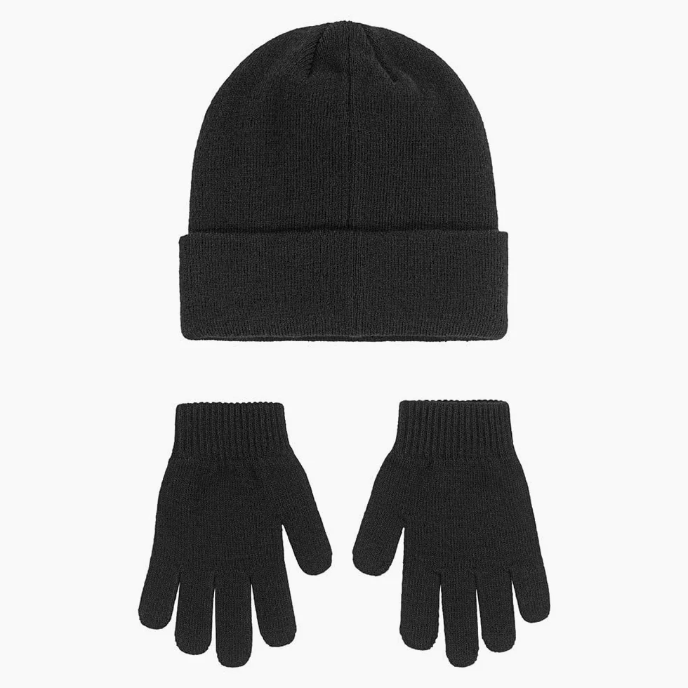 NIKE -Set Composto da Cappellino di Lana E Guanti -Cappellino con Risvolto E Logo Guanti con Logo
