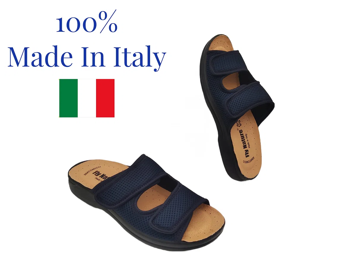 Fly Nature Eccezionali Ciabatte Uomo Casa Doppia Fascia in Nido d'Ape Pantofole AntiSudore Estive Aperte e Regolabili Sottopiede Anatomico Ciabatte Ortopediche Massimo Comfort 100% Made in Italy
