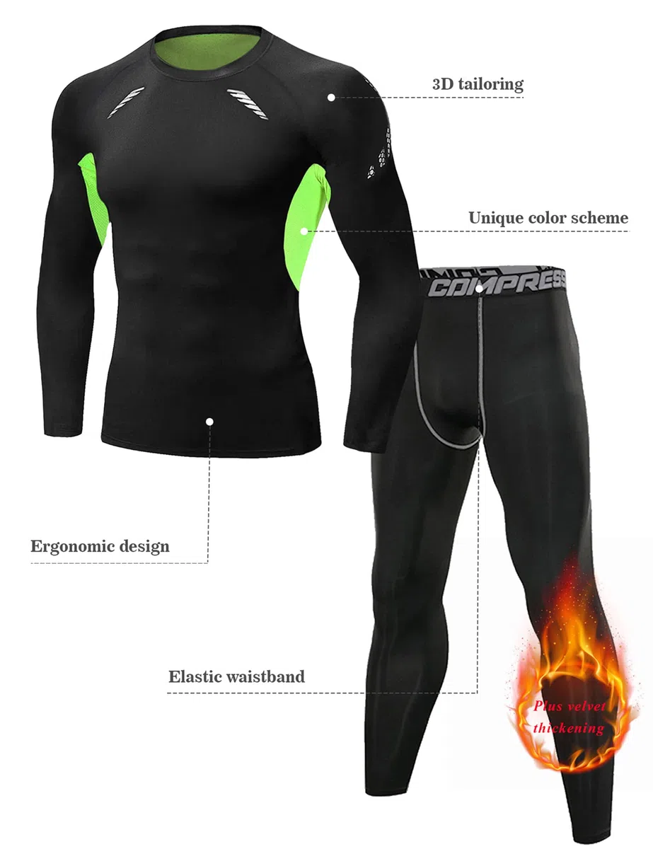 Terecey Intimo Termico Uomo Invernale Traspirante,Biancheria Termica Set Uomo Asciugatura Rapida,Completo Intimo Termico Uomo Felpata,Intimo Termica Compressione Uomo,per Sci Corsa S-XXL