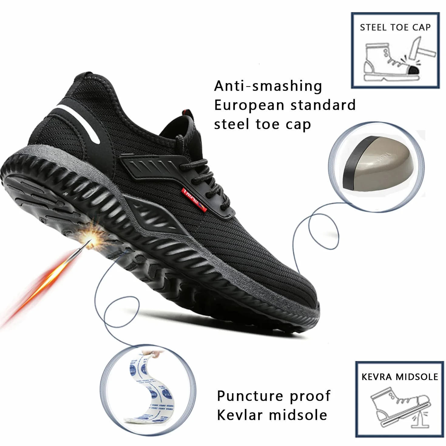 Calish Scarpe Antinfortunistiche Uomo Donna Scarpe da Lavoro con Punta in Acciaio Leggere Comode Scarpe Sicurezza Sportive Scarpe da Cantiere Antiscivolo Traspiranti
