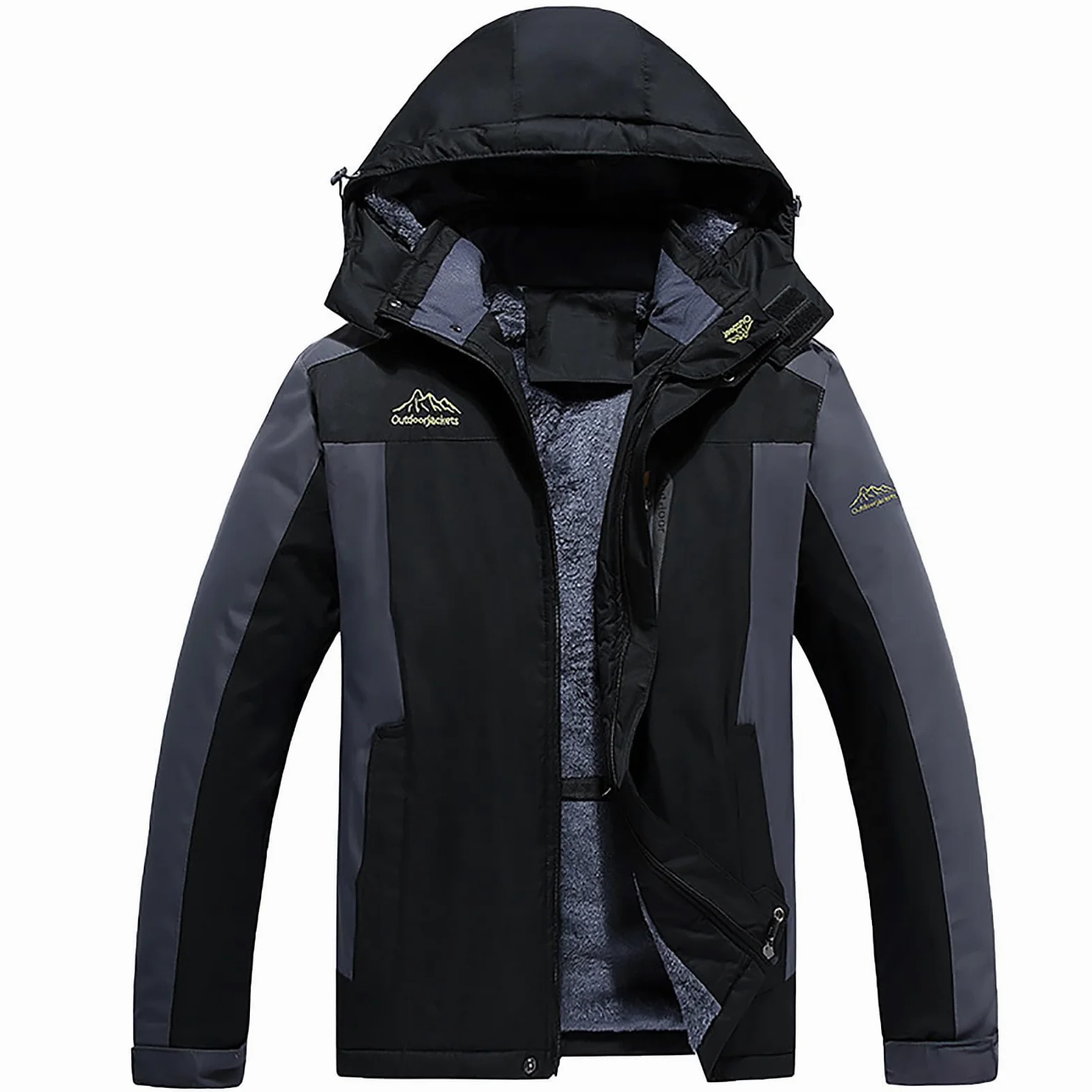 Generisch Cappotto invernale da uomo taglie forti, giacca da sci calda, impermeabile con tasche