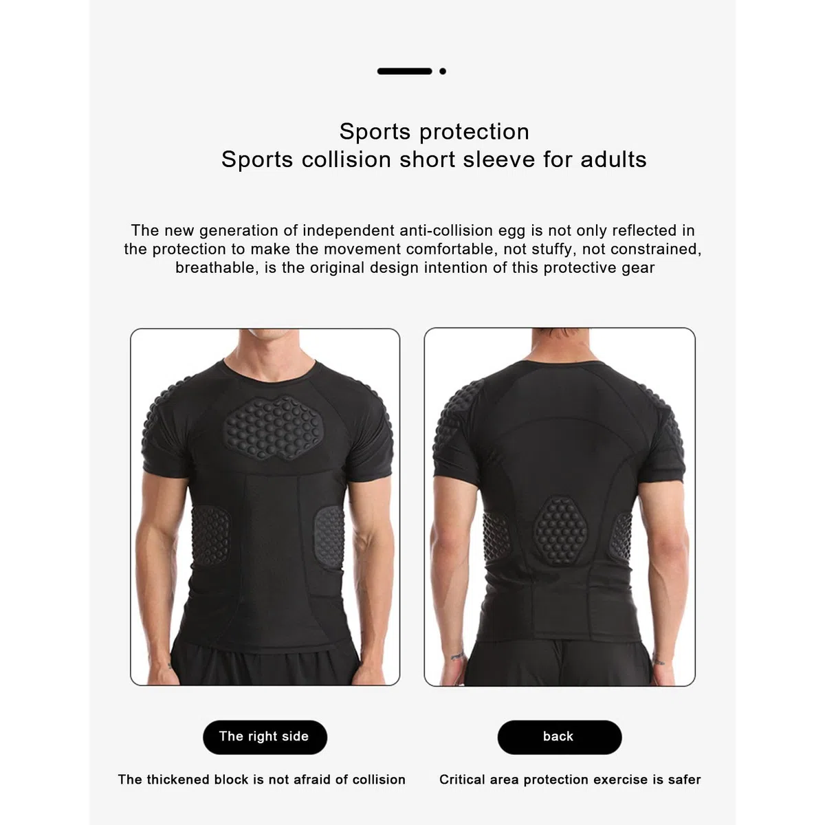 Hotfiary Uomo Imbottito Camicia di Compressione per Il Calcio Paintball Baseball Basket, 6-Pads Manica Corta Calcio Costola Petto Protettore, Calcio Protettivo Gear Cuore Guardia Protezione Sterno