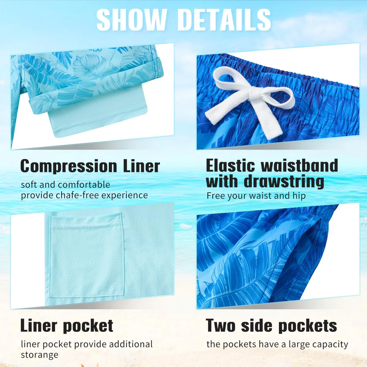 Kids4ever Costume da Bagno per Ragazzi ad Asciugatura Rapida Fodera a Compressione Boxer Anti Sfregamento Costume da Bagno da Spiaggia Pantaloncini da Surf 7-18 Anni