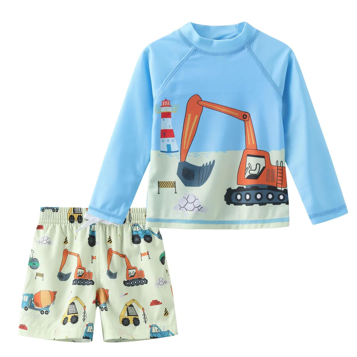 Aisyee Costume da bagno UV per bambini, 2 pezzi, a maniche lunghe, per bambini, set da bagno per bambini, ad asciugatura rapida, 62, 110/6 mesi, 5 anni