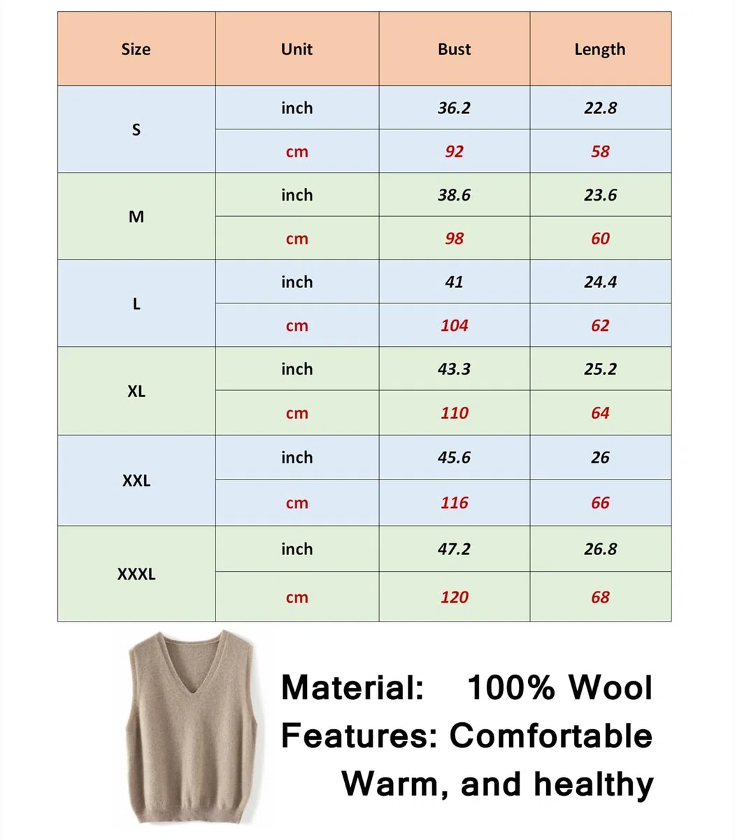 Maglione da donna con scollo a V, in 100% lana merino, leggero, senza maniche, gilet di base, top corti