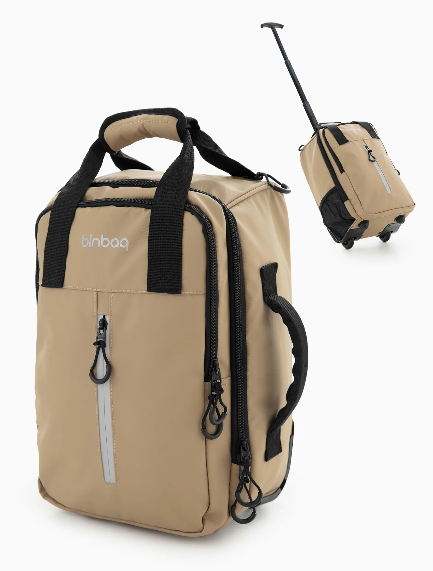 Blnbag M7 - Trolley da viaggio 40×20×25 cm Materiale impermeabile, piccola Valigia, cabin bag max 20L, borsone per aereo leggero 2 ruote, Bagaglio morbido Scomparto imbottito per laptop, Champagne